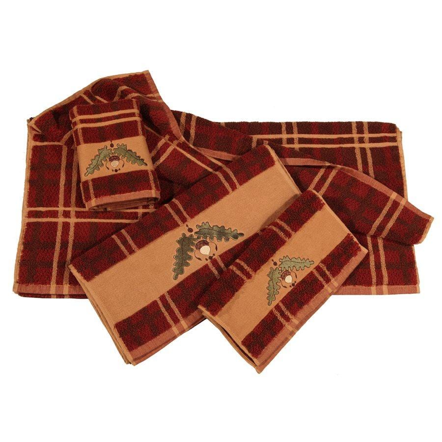 Acorn Embroidered 3PC Towel Set, Plaid