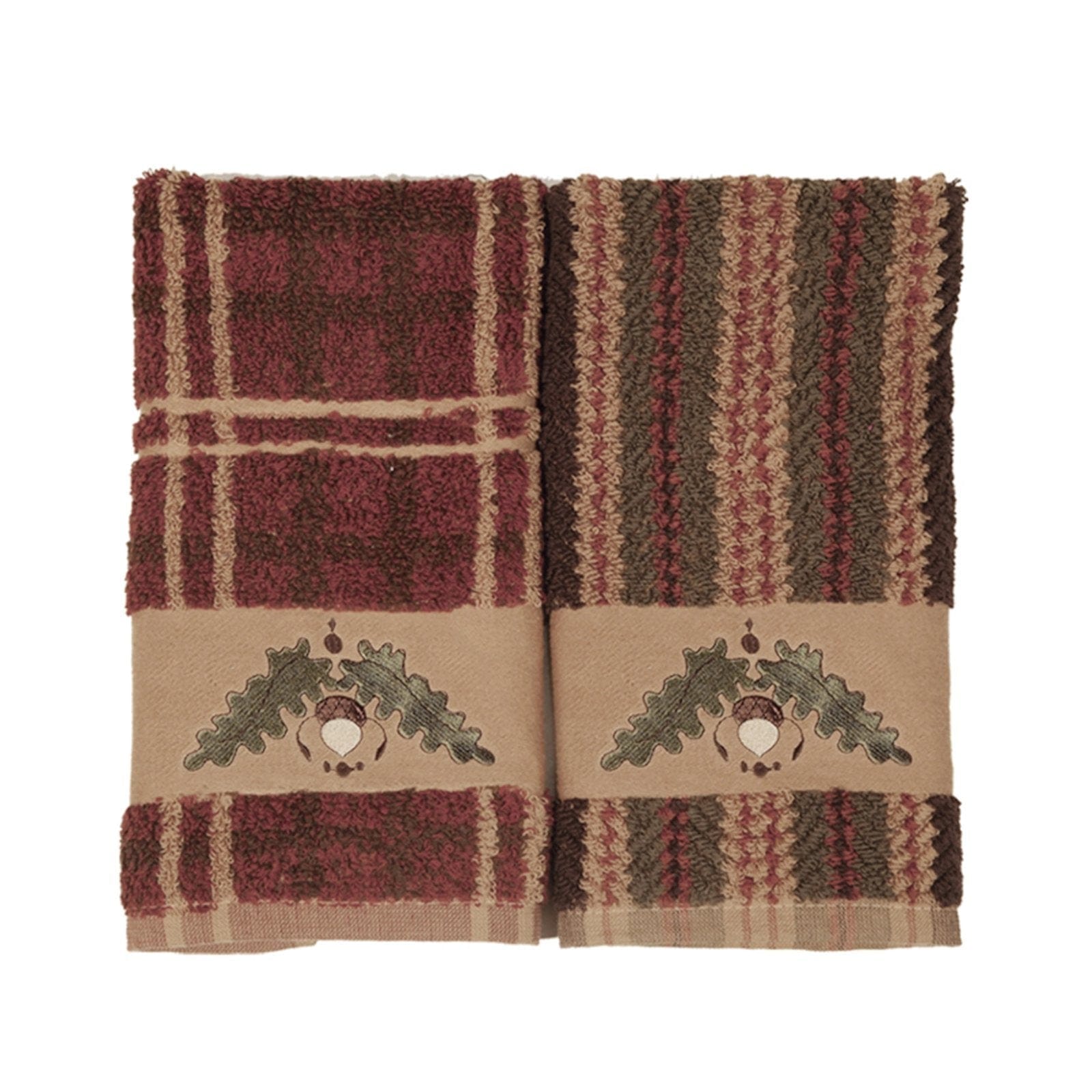 Acorn Embroidered 3PC Towel Set, Plaid