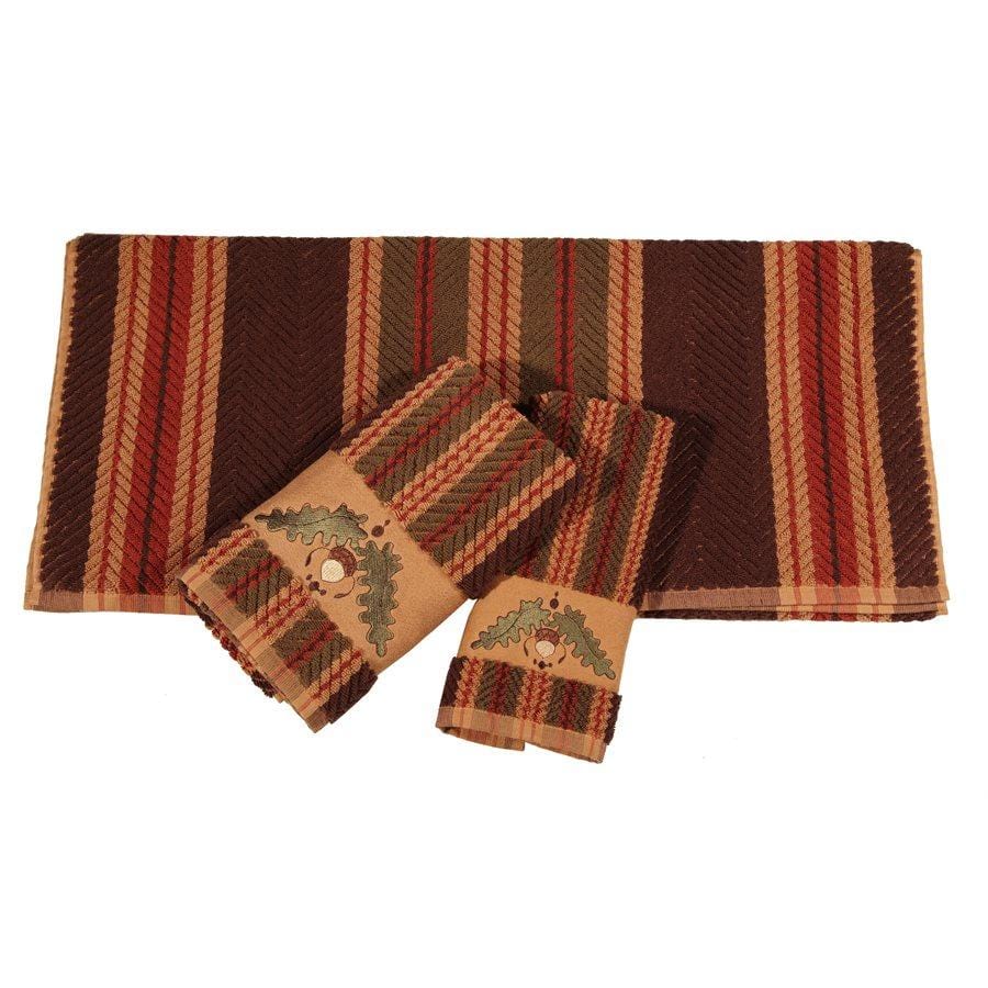 Acorn Embroidered 3PC Towel Set, Stripe