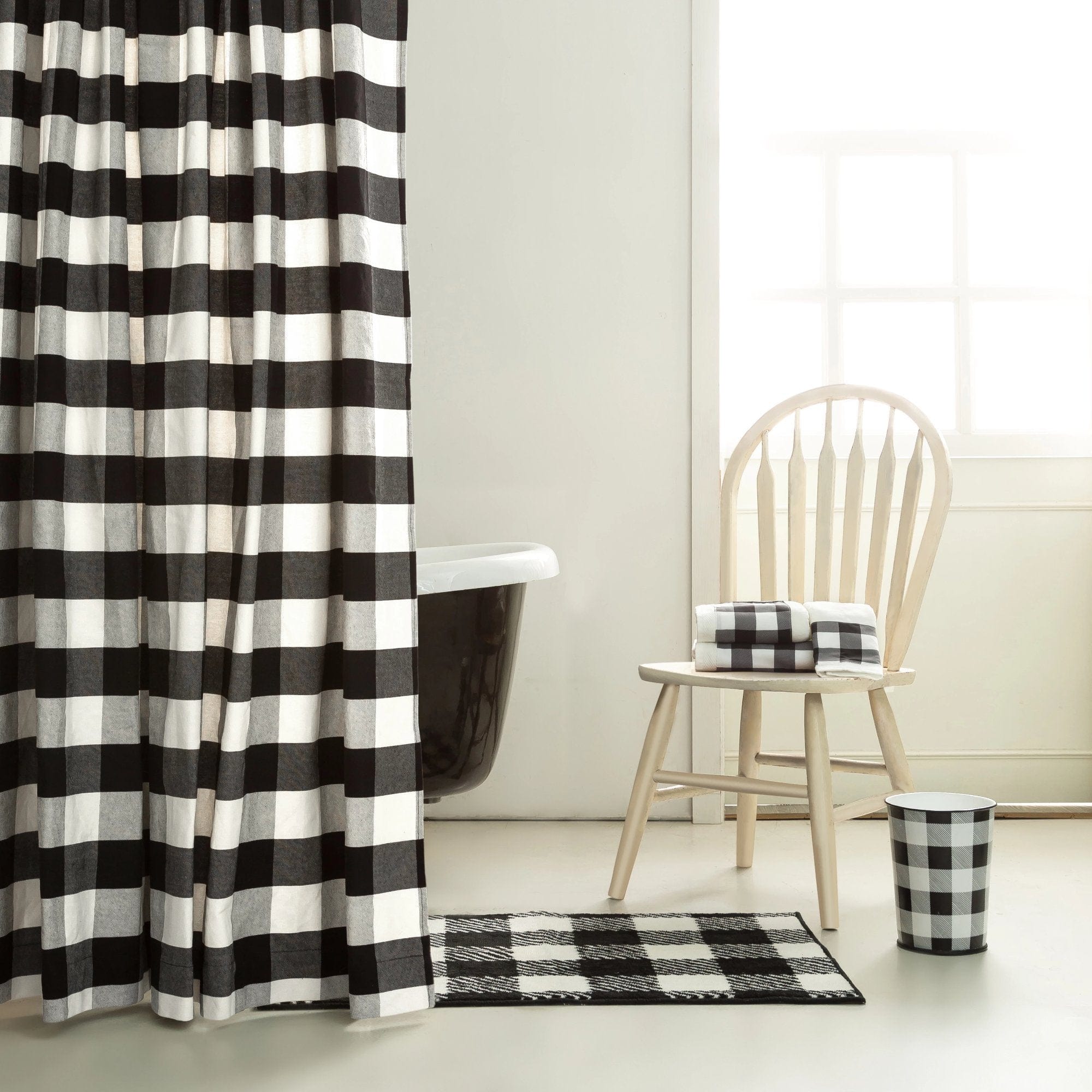 Camille Buffalo Check 3PC Towel Set, Black
