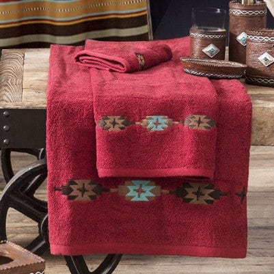 Socorro Embroidered 3PC Towel Set, Red