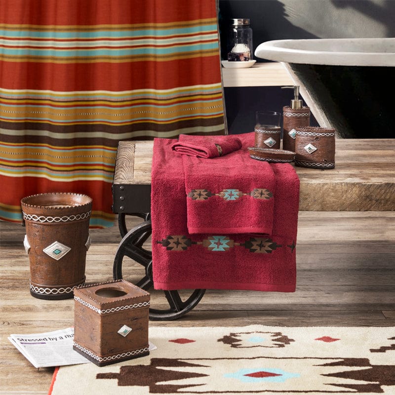 Socorro Embroidered 3PC Towel Set, Red