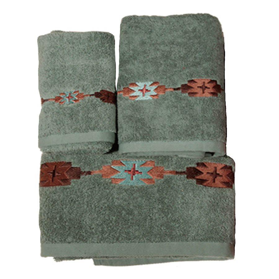 Socorro Embroidered 3PC Towel Set, Turquoise
