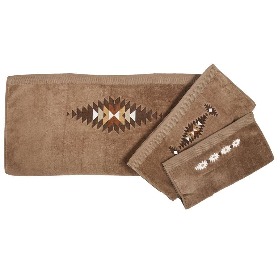 Yosemite Embroidered 3PC Bath Towel Set, Mocha