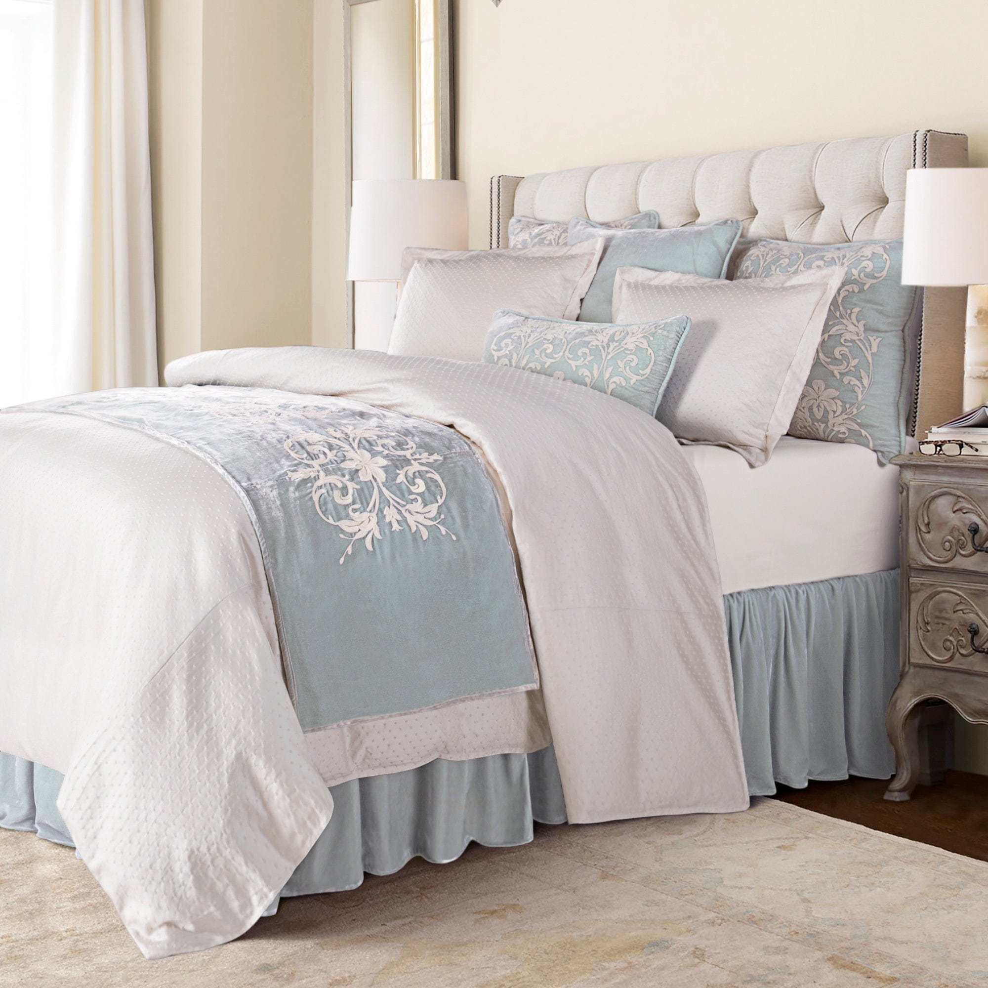 Gathered Velvet Bed Skirt