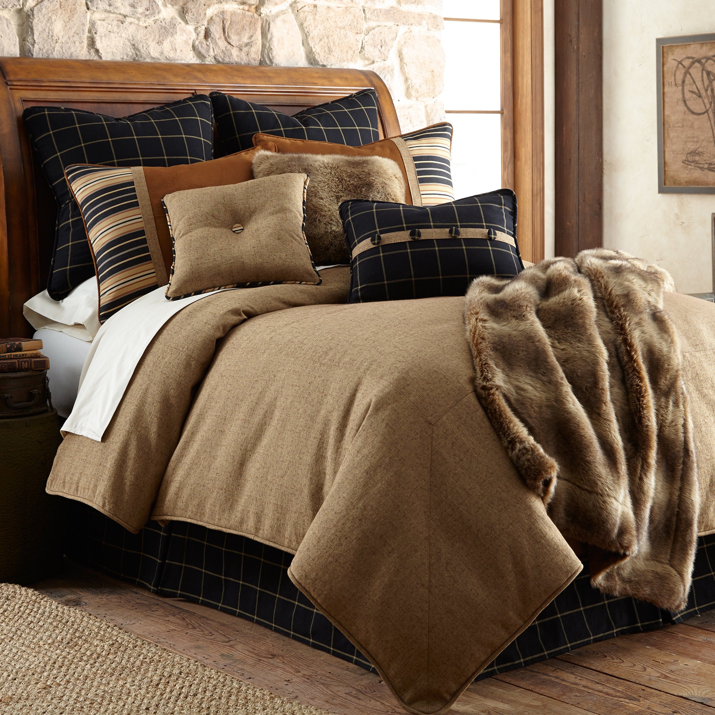 Windowpane Plaid Tailored Bed Skirt