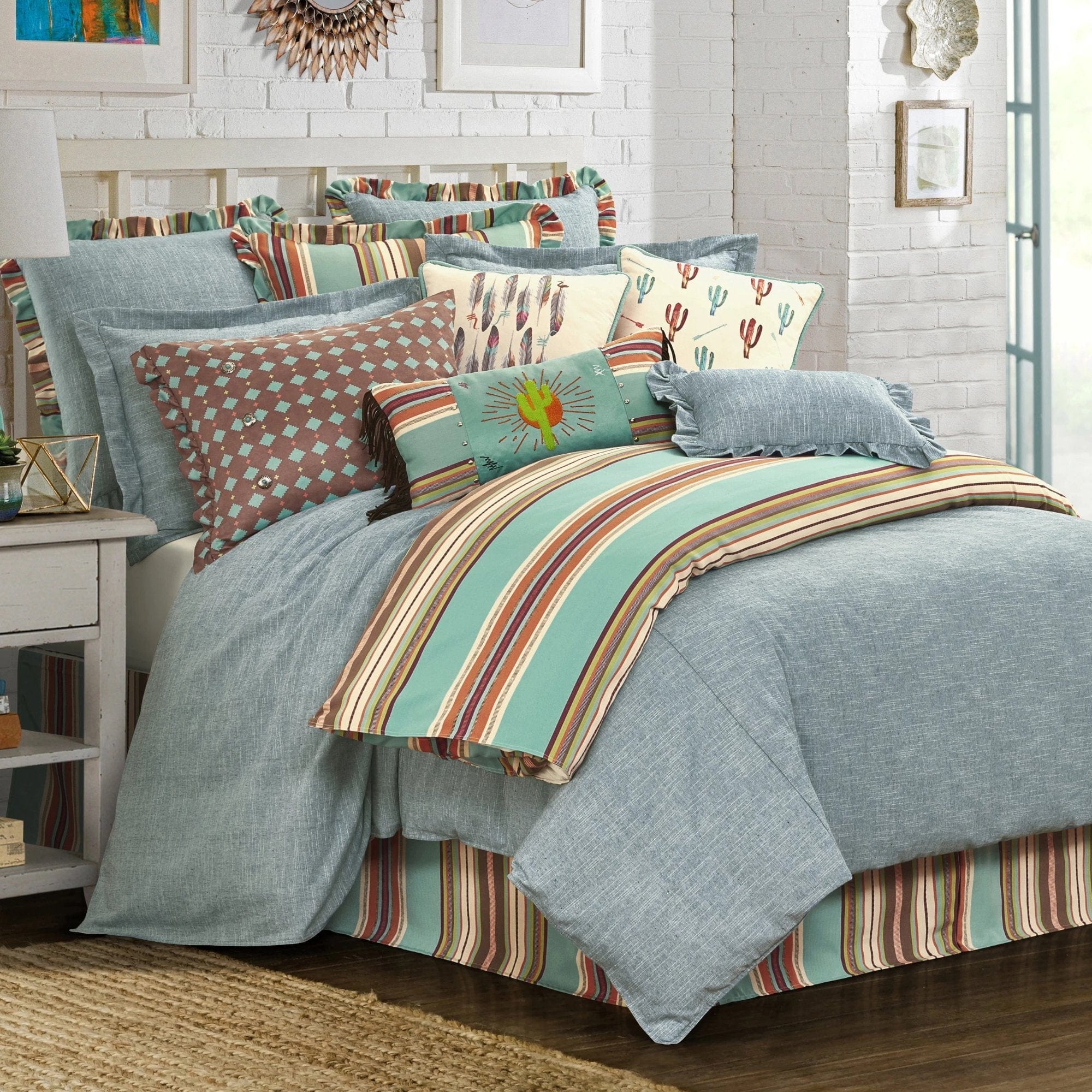 Serape Turquoise Bed Skirt