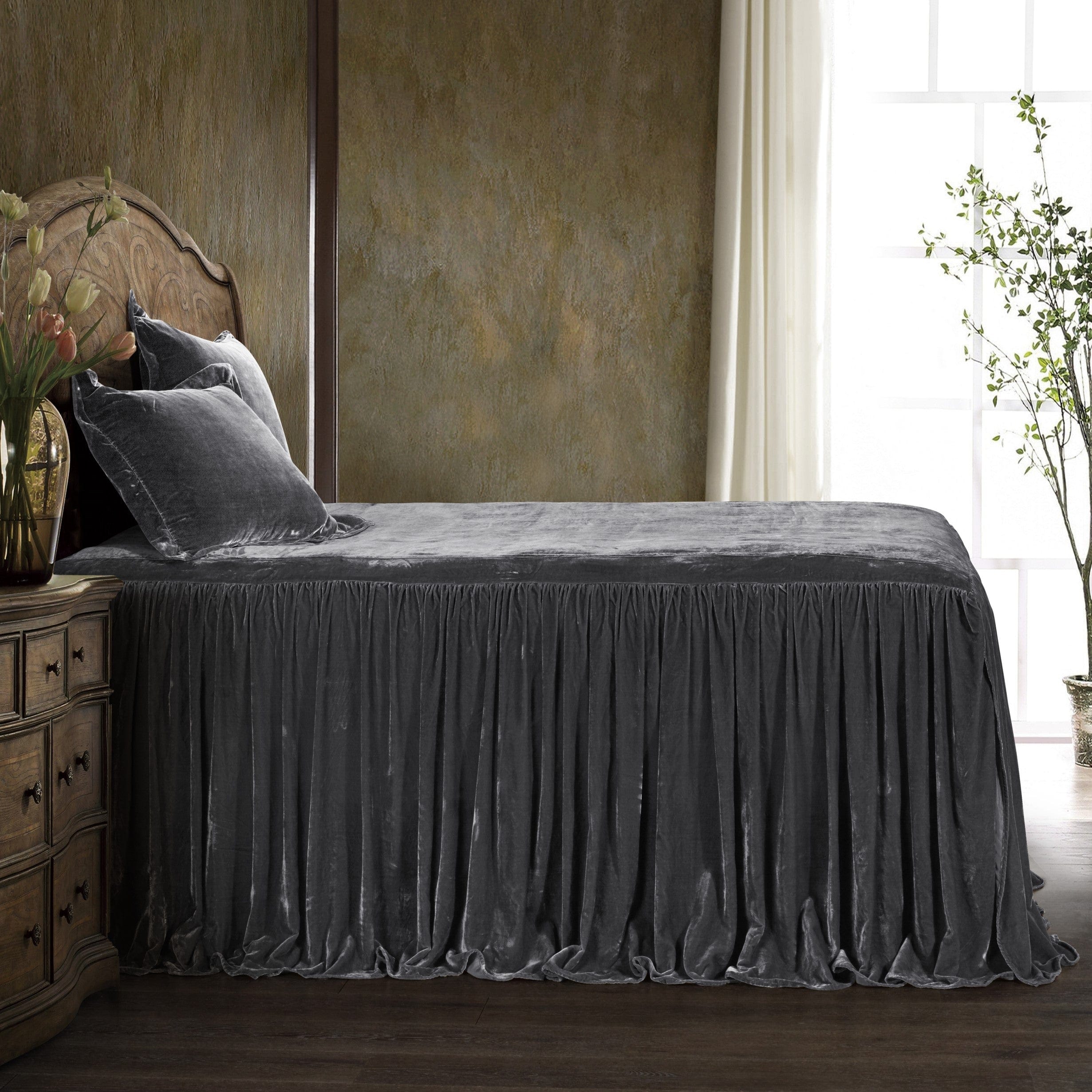 Stella Faux Silk Velvet Bedspread Set