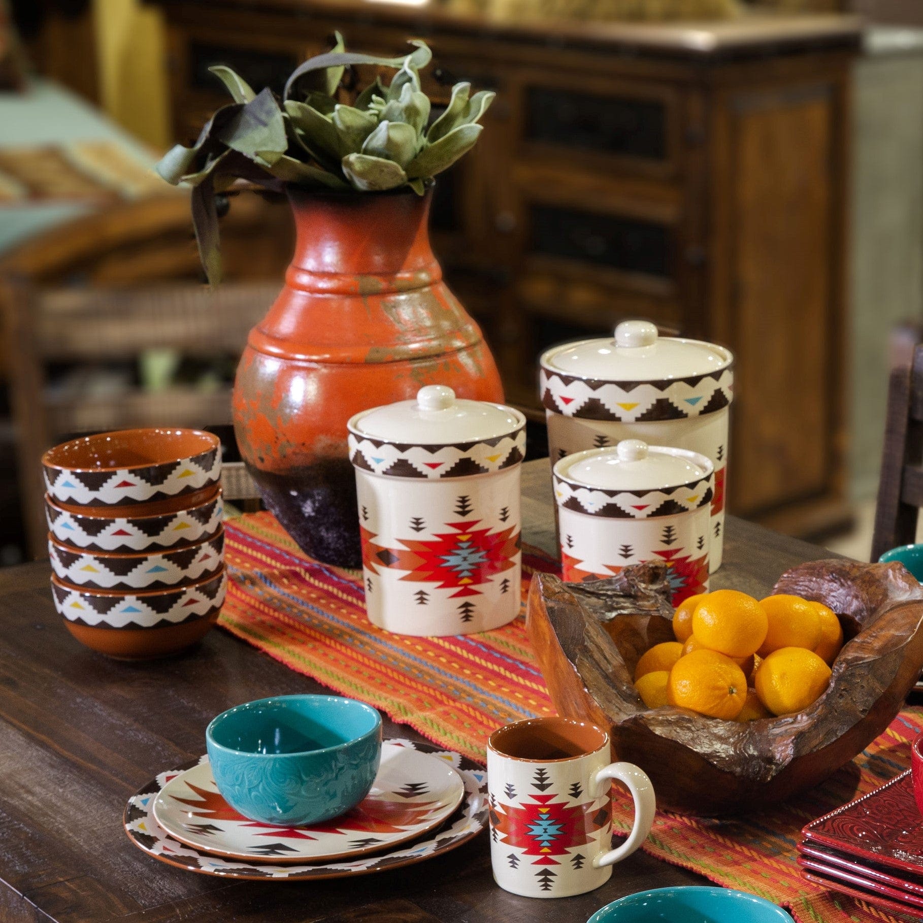 Del Sol Aztec 16PC Ceramic Dinnerware Set