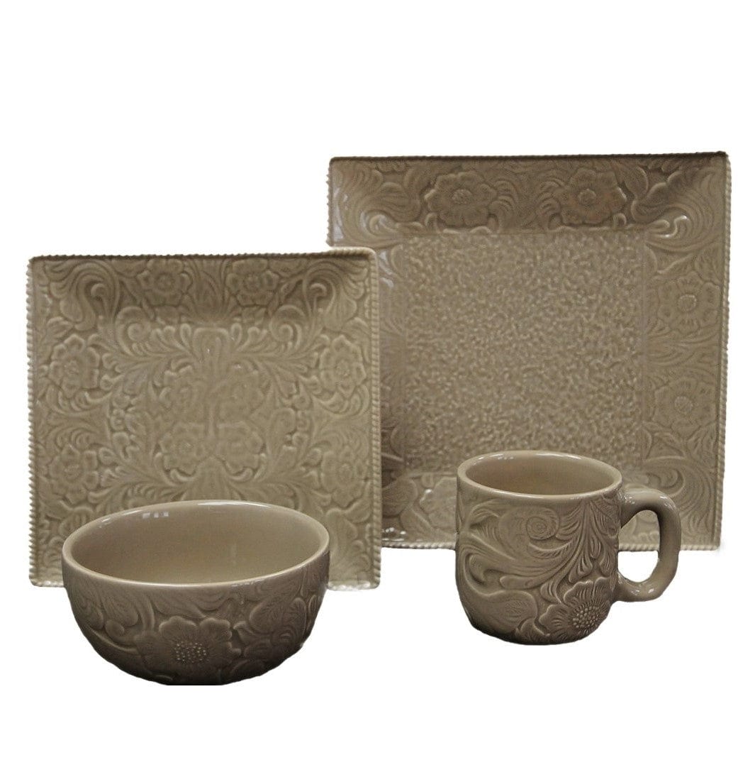 Savannah 16PC Ceramic Dinnerware Set, Taupe