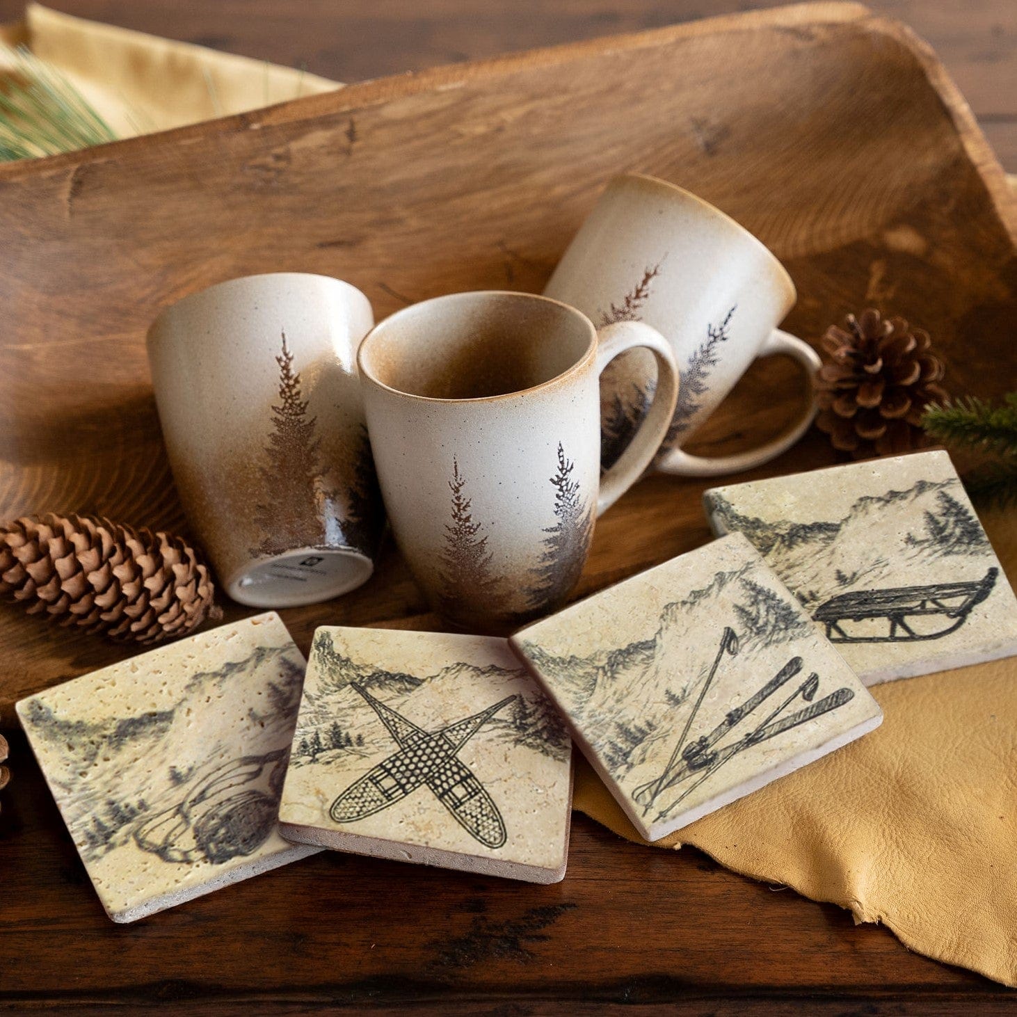 Vintage Ski Coaster, Set of 4