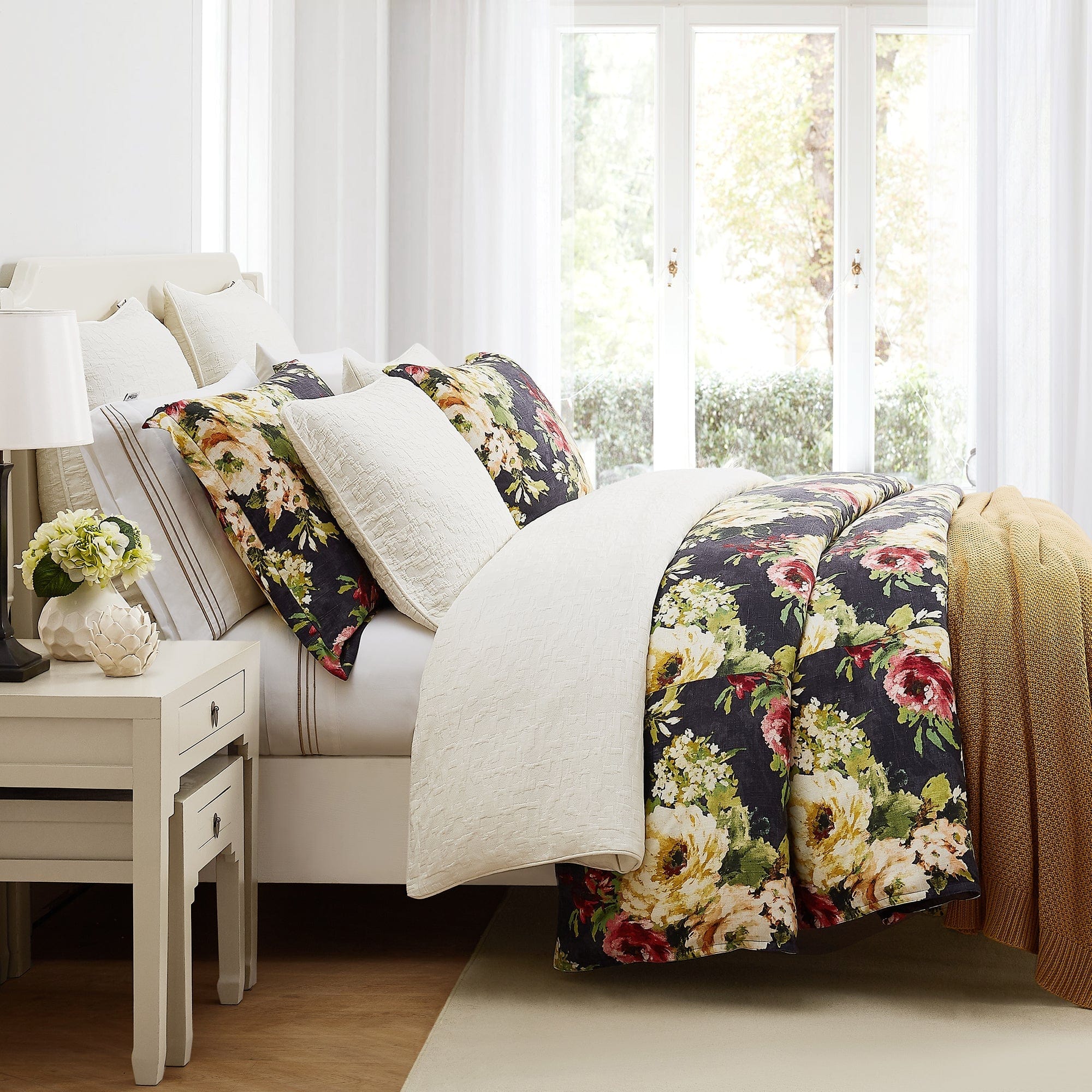 Peony Washed Linen Bedding Set