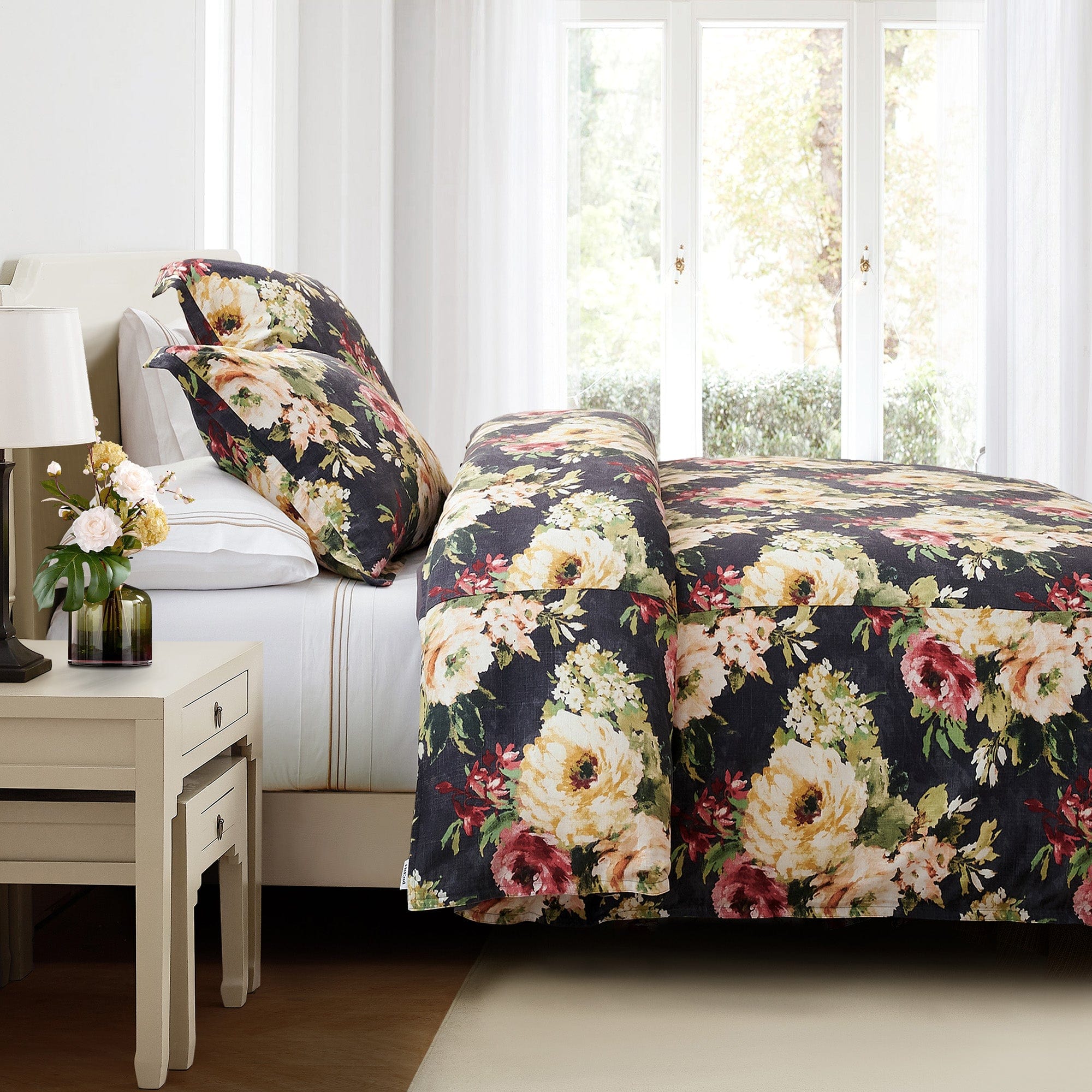 Peony Washed Linen Bedding Set