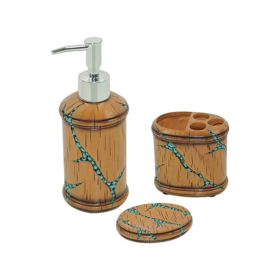Turquoise Inlay 3PC Bath Countertop Accessory Set