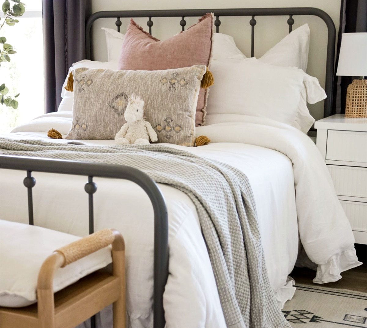 Stonewashed Cotton Waffle Weave Coverlet