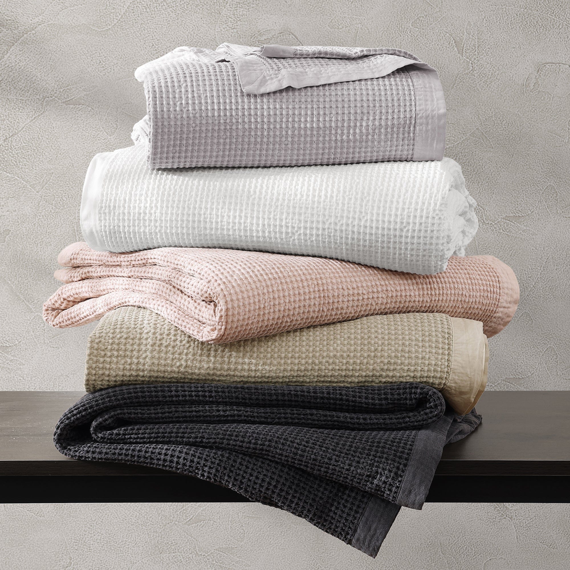 Stonewashed Cotton Waffle Weave Coverlet