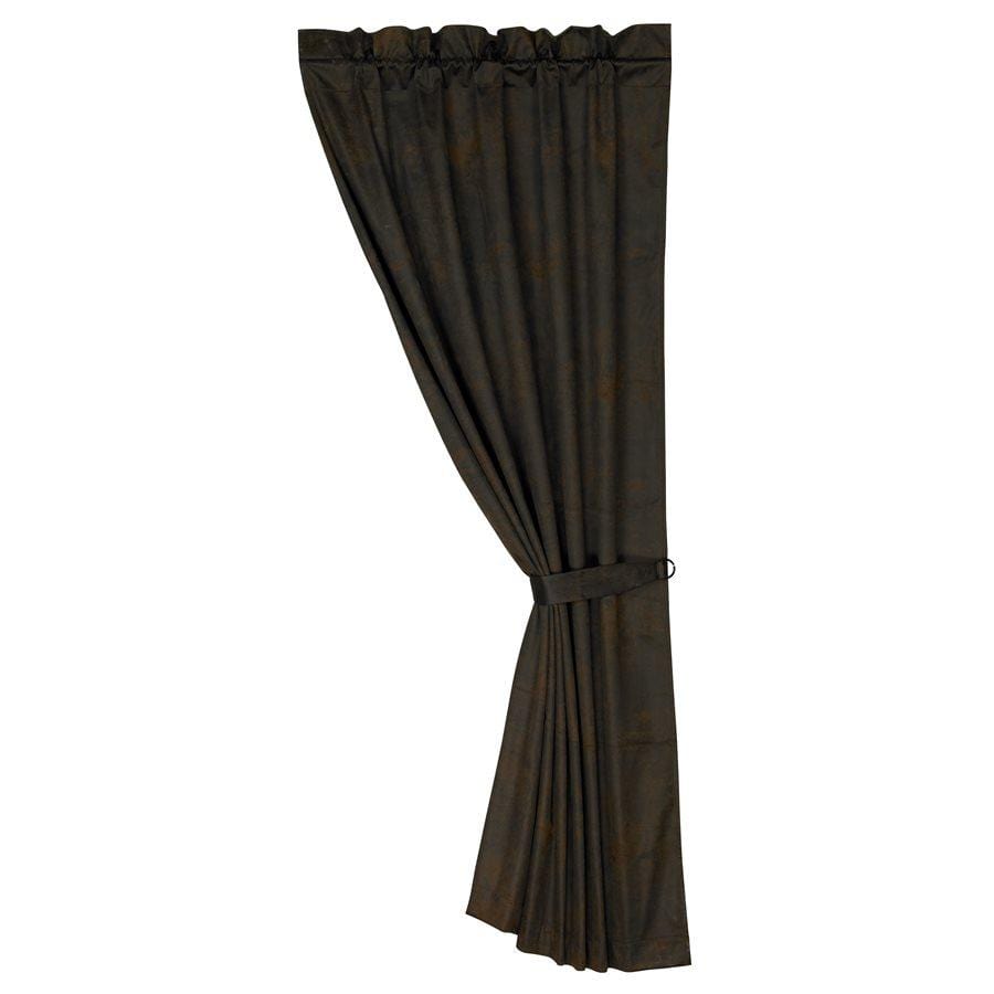 Chocolate Faux Leather Rod-Pocket Curtain Panel