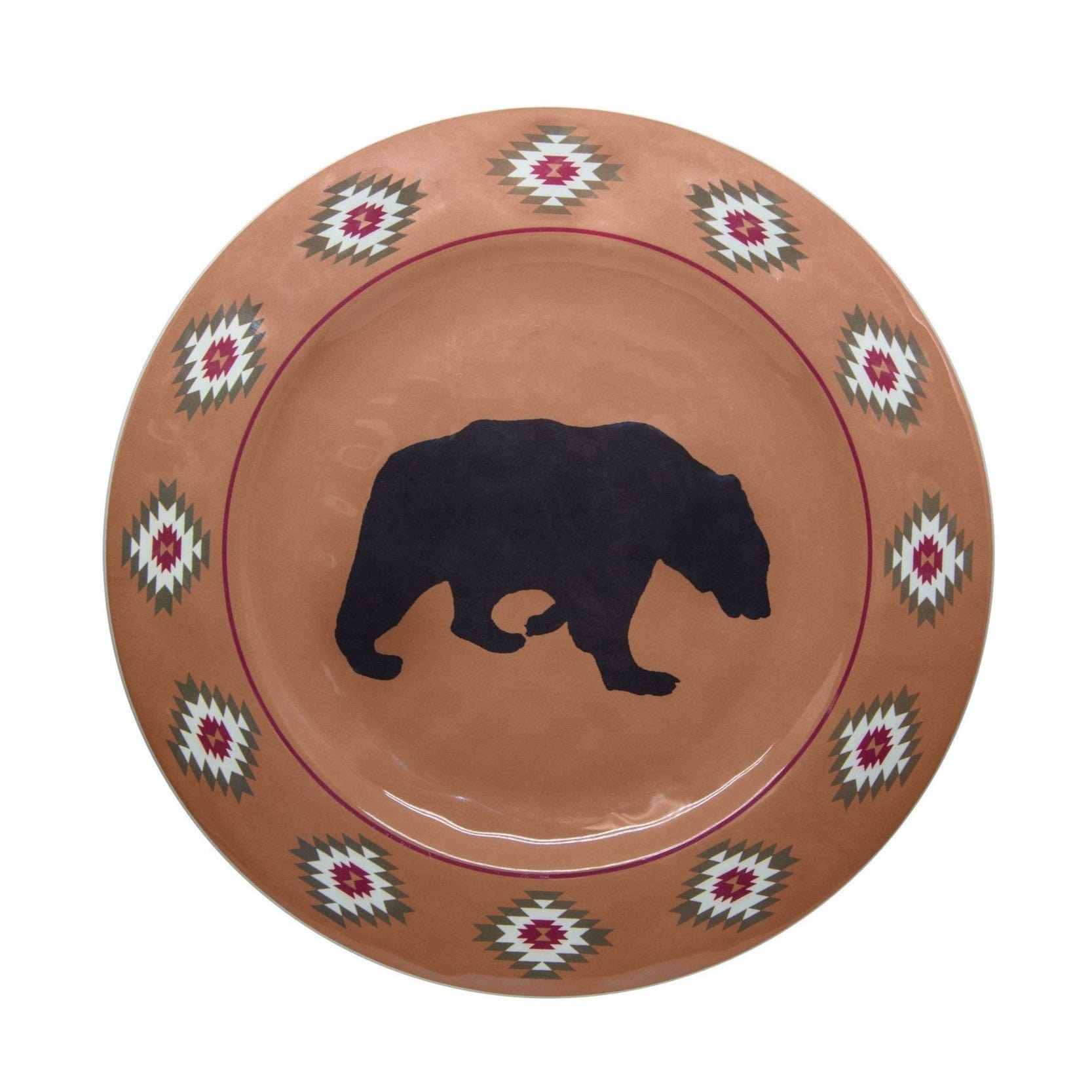 Aztec Bear Melamine Dinner Plates, Set of 4