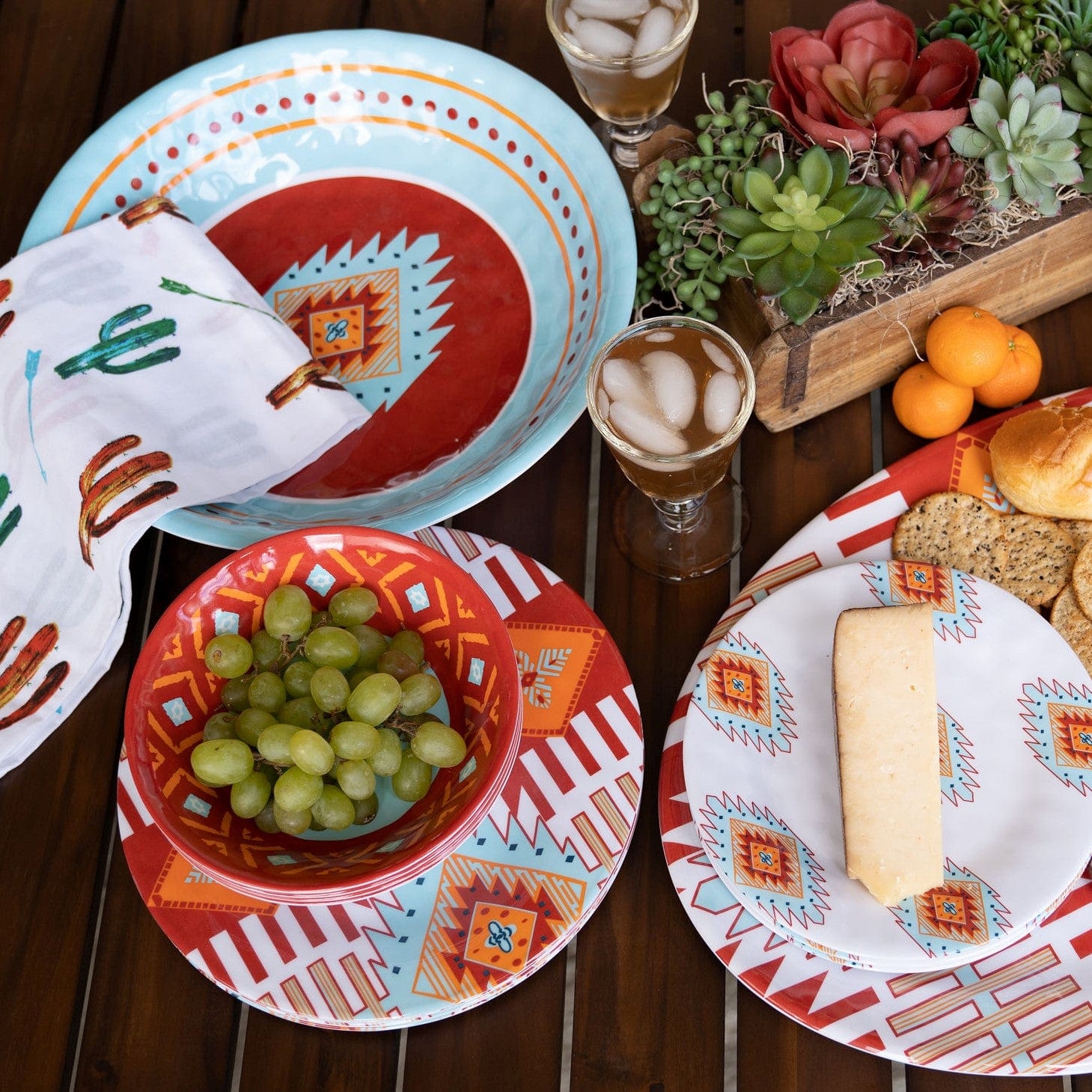 Southwest Motif Melamine Dinner Plates, Set of 4