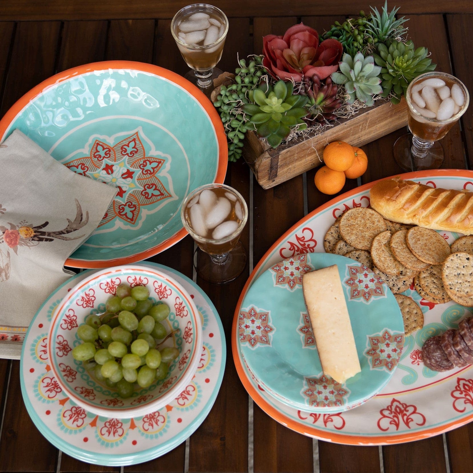Western Motif Melamine Dinner Plates, Set of 4