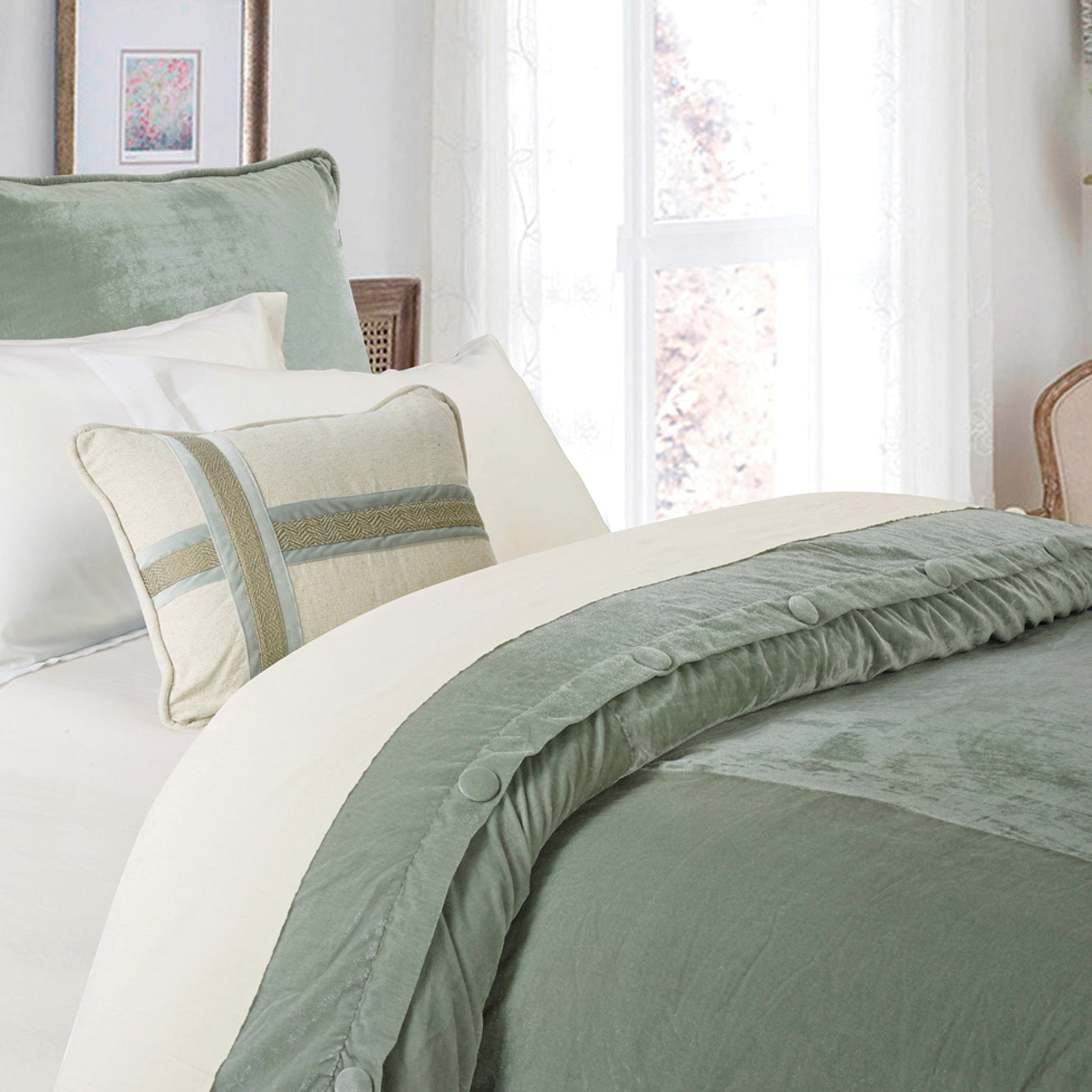 Arlington Seafoam Velvet Duvet Cover