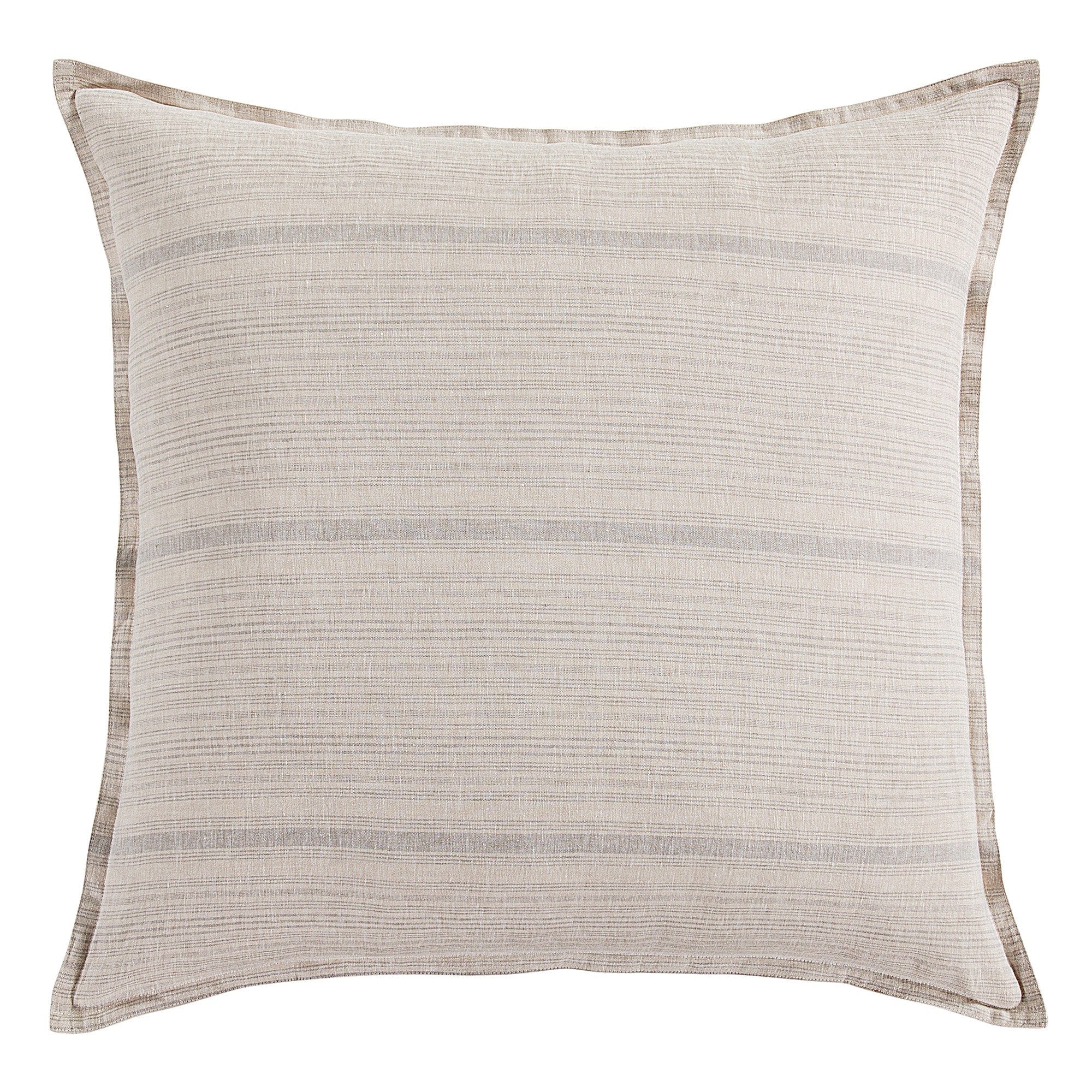 100% French Flax Linen Variegated Stripe Euro Sham, Natural