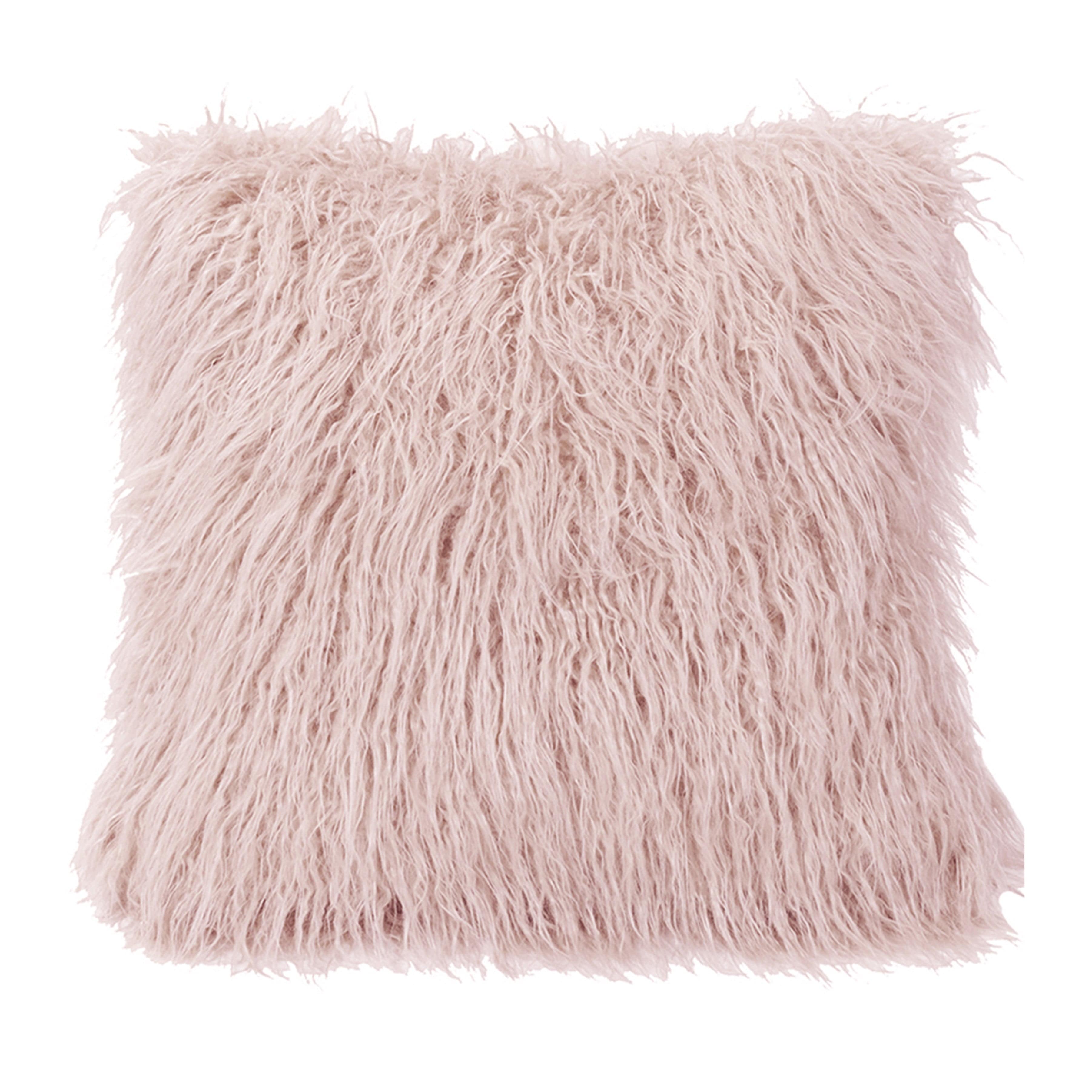 Mongolian Faux Fur Euro Sham, Blush