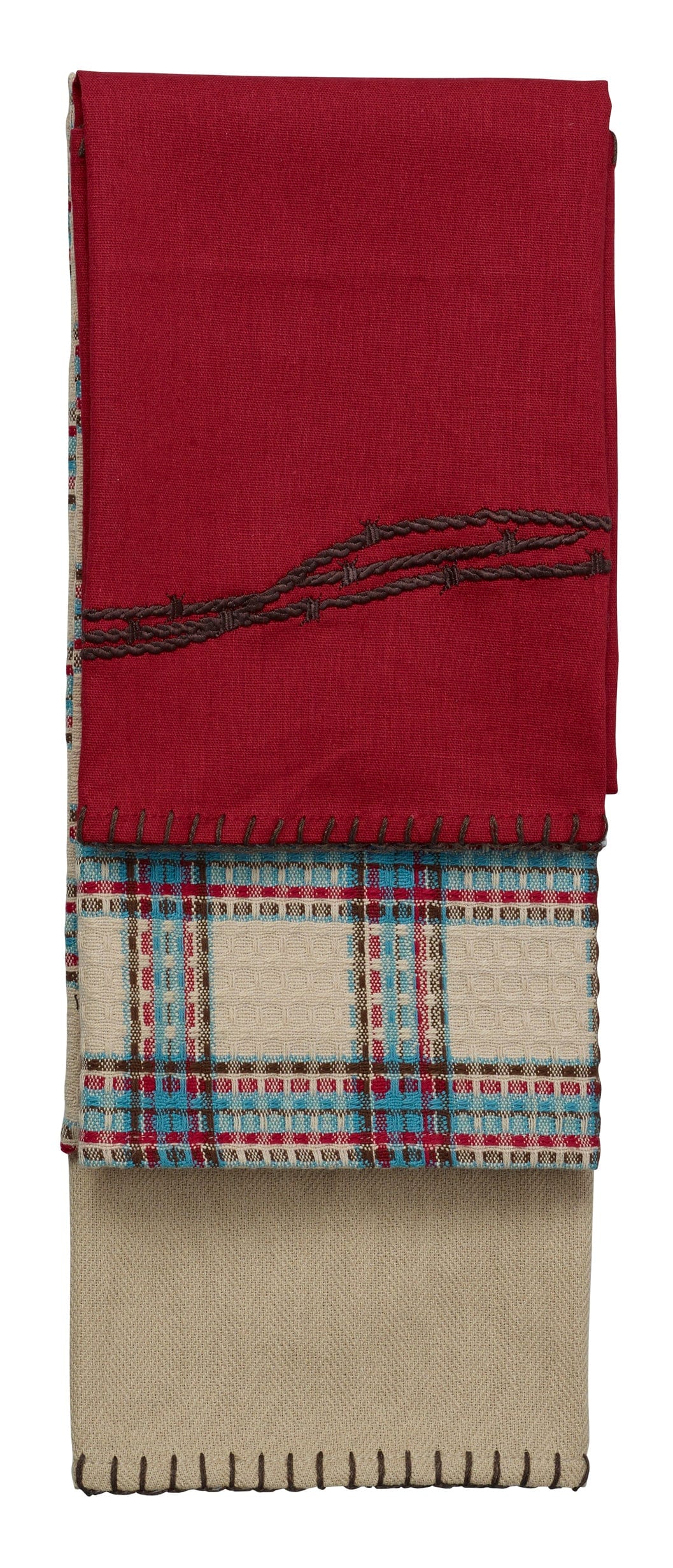3-pc Barbwire Kitchen Towel Set Red
