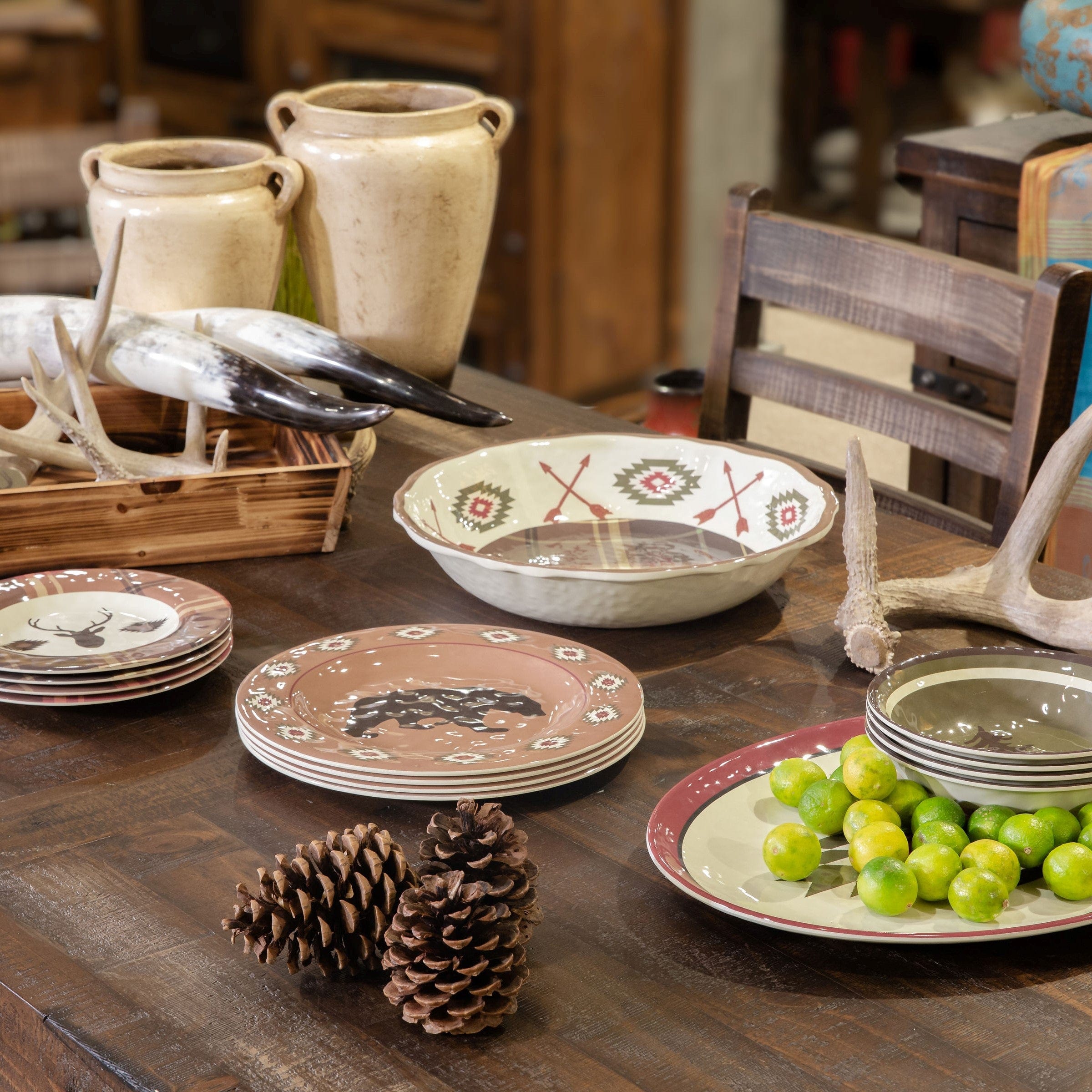Aztec Bear 14PC Melamine Dinnerware Set