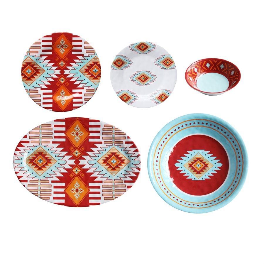 Southwest Motif 14PC Melamine Dinnerware Set