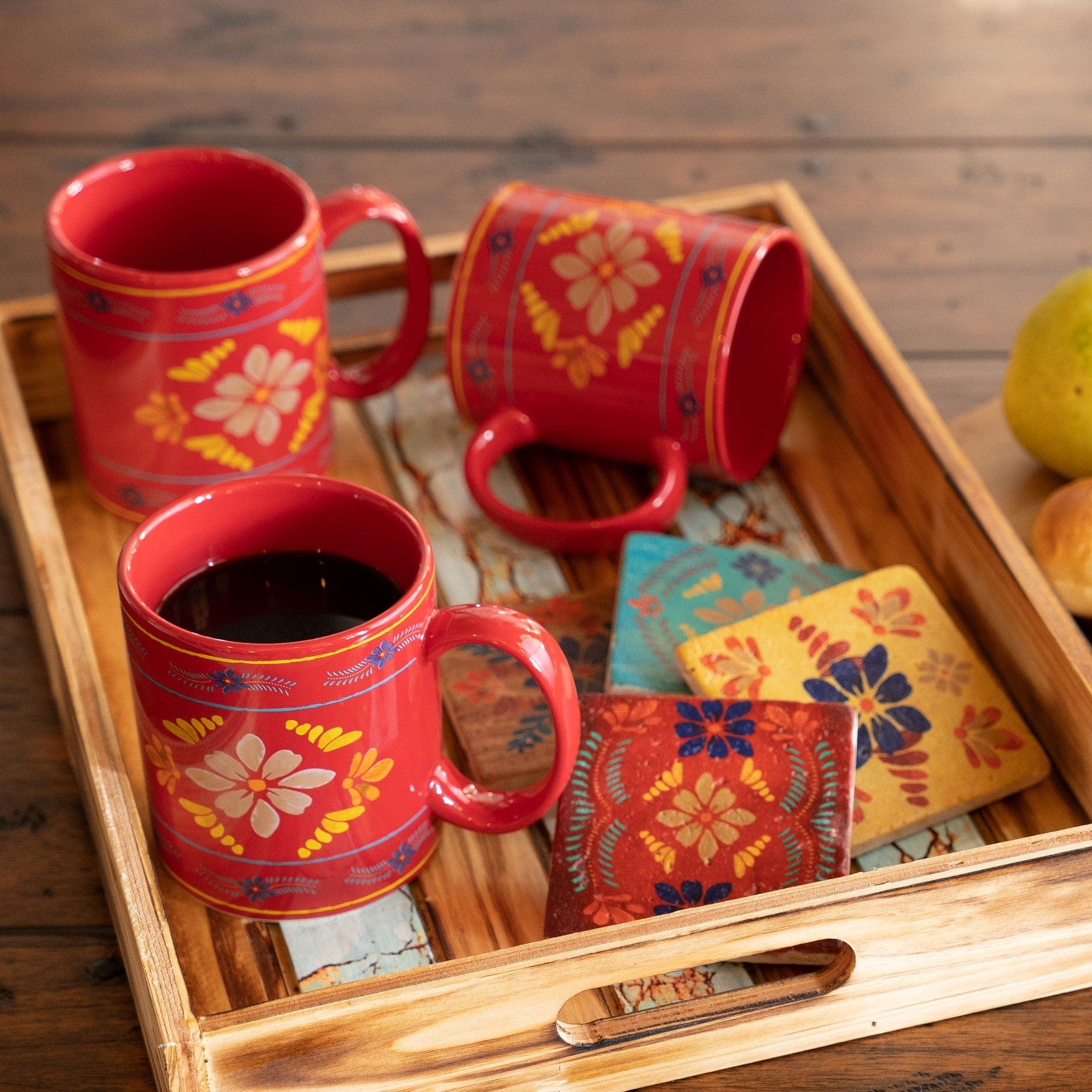 Bonita Red Mugs, Set of 4
