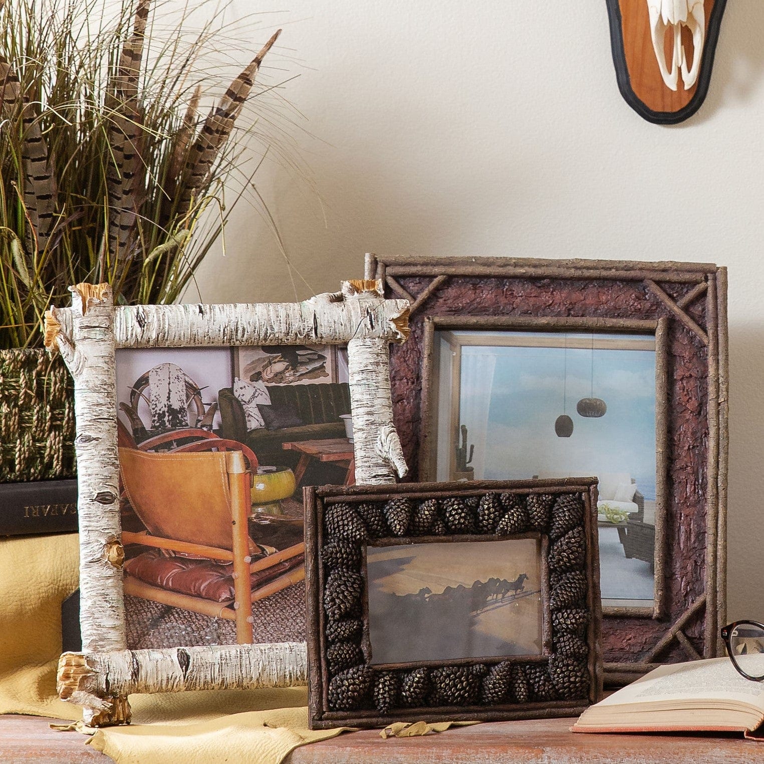 Carved Pine Cone Picture Frame