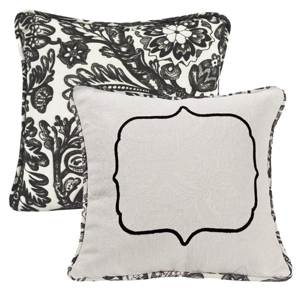 Augusta Embroidered Toile Throw Pillow