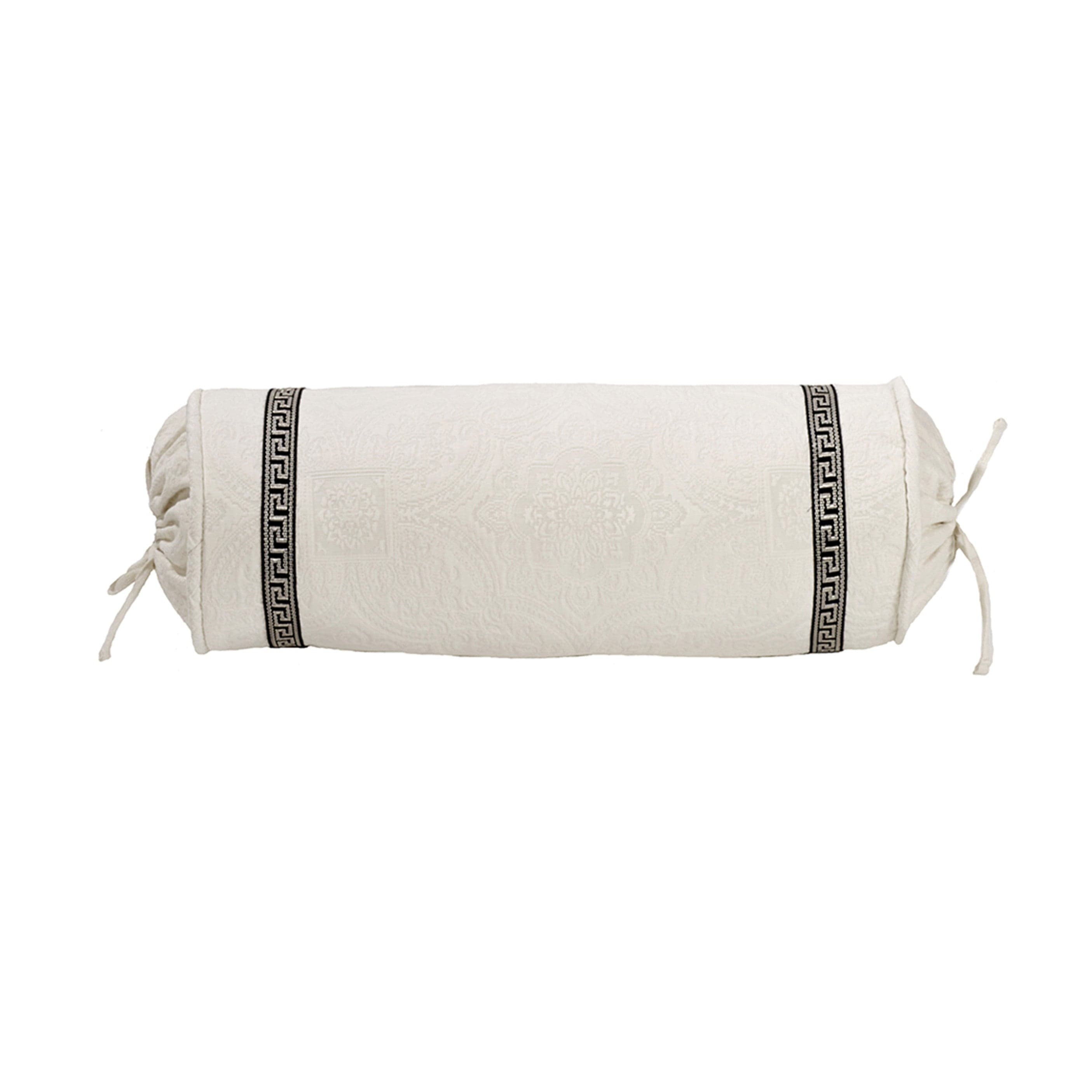 Augusta Matelassé Neckroll Pillow w/ Greek Key Trim