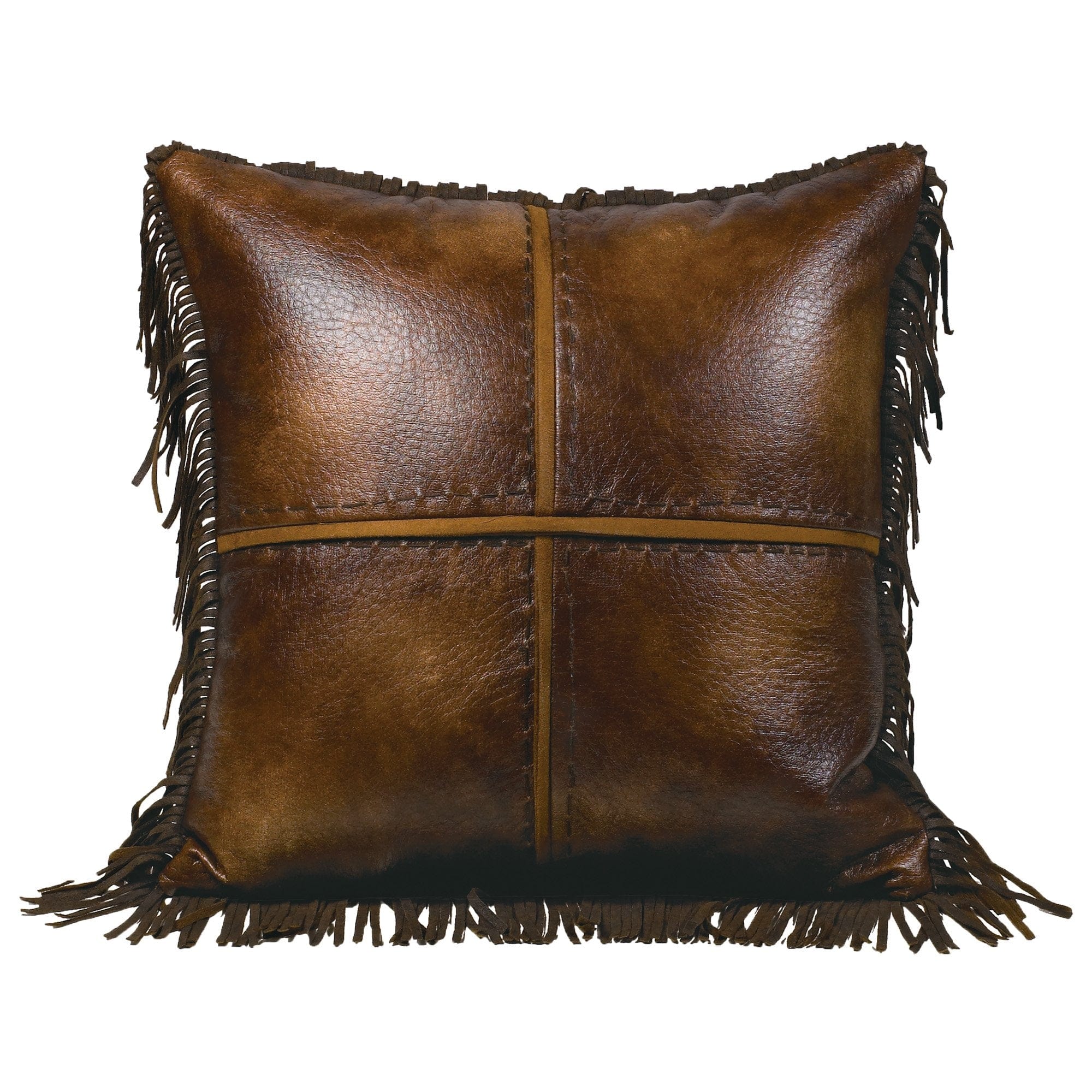 Austin Cross Stitched Faux Leather Throw Pillow