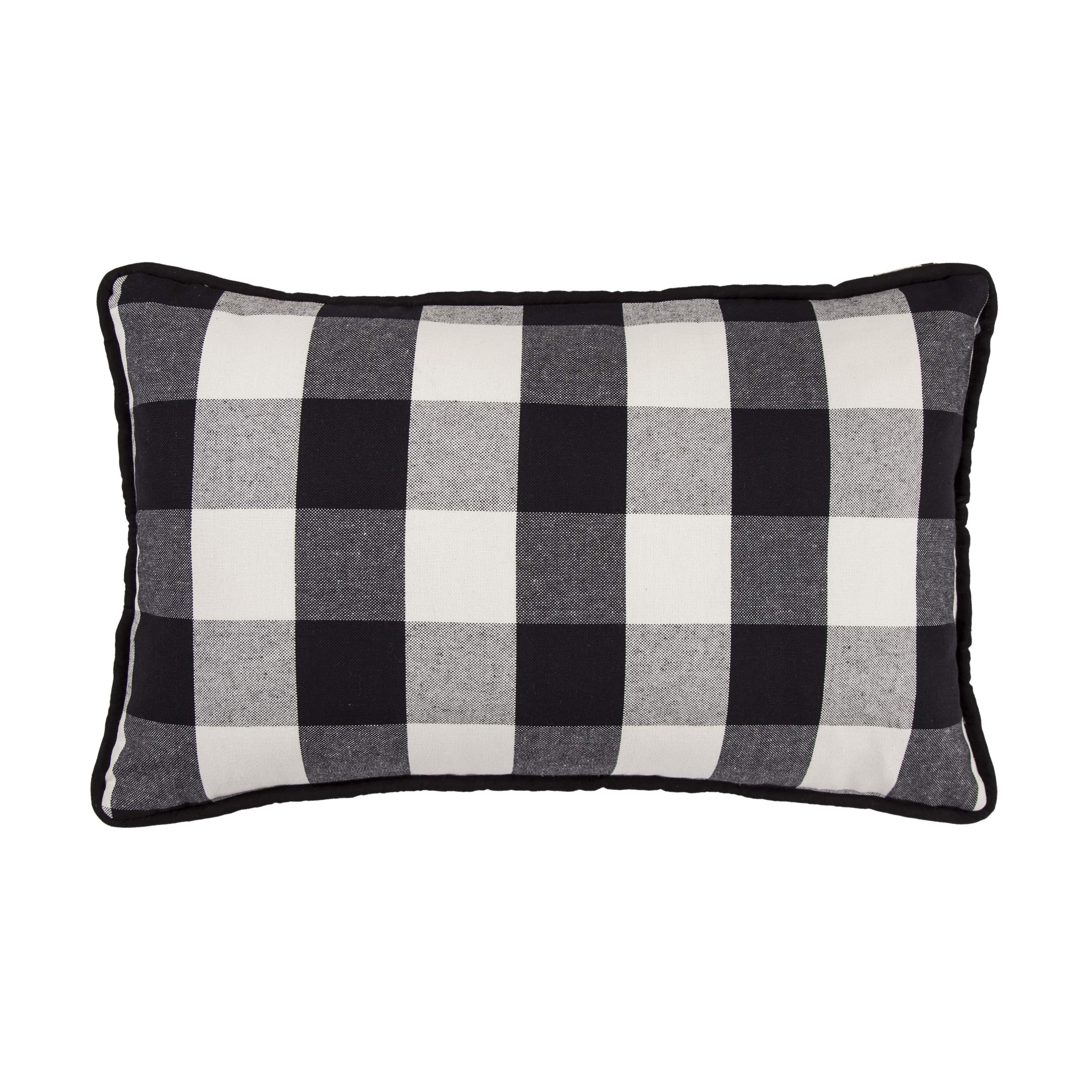 Blackberry Black & White Buffalo Check Lumbar Pillow, 16x26