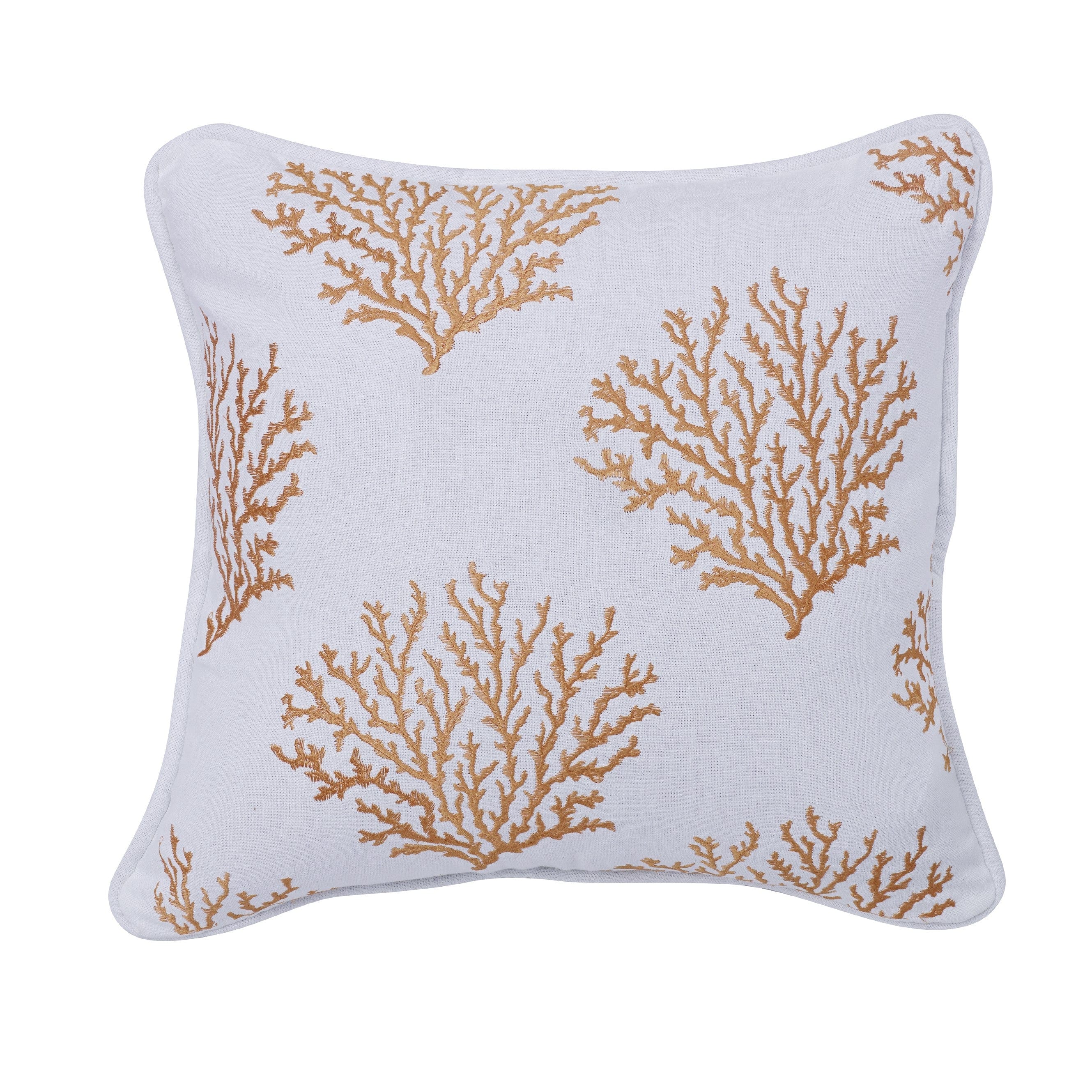 Catalina Saffron Coral Embroidered Throw Pillow