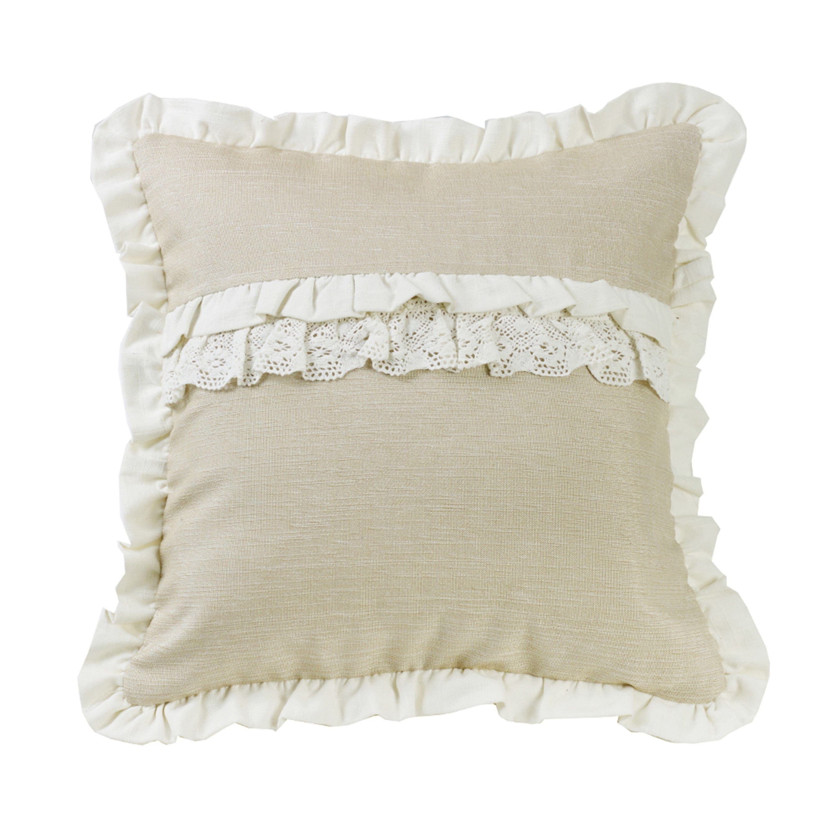Charlotte Ruffle Trim & Lace Ruffle Accent Pillow