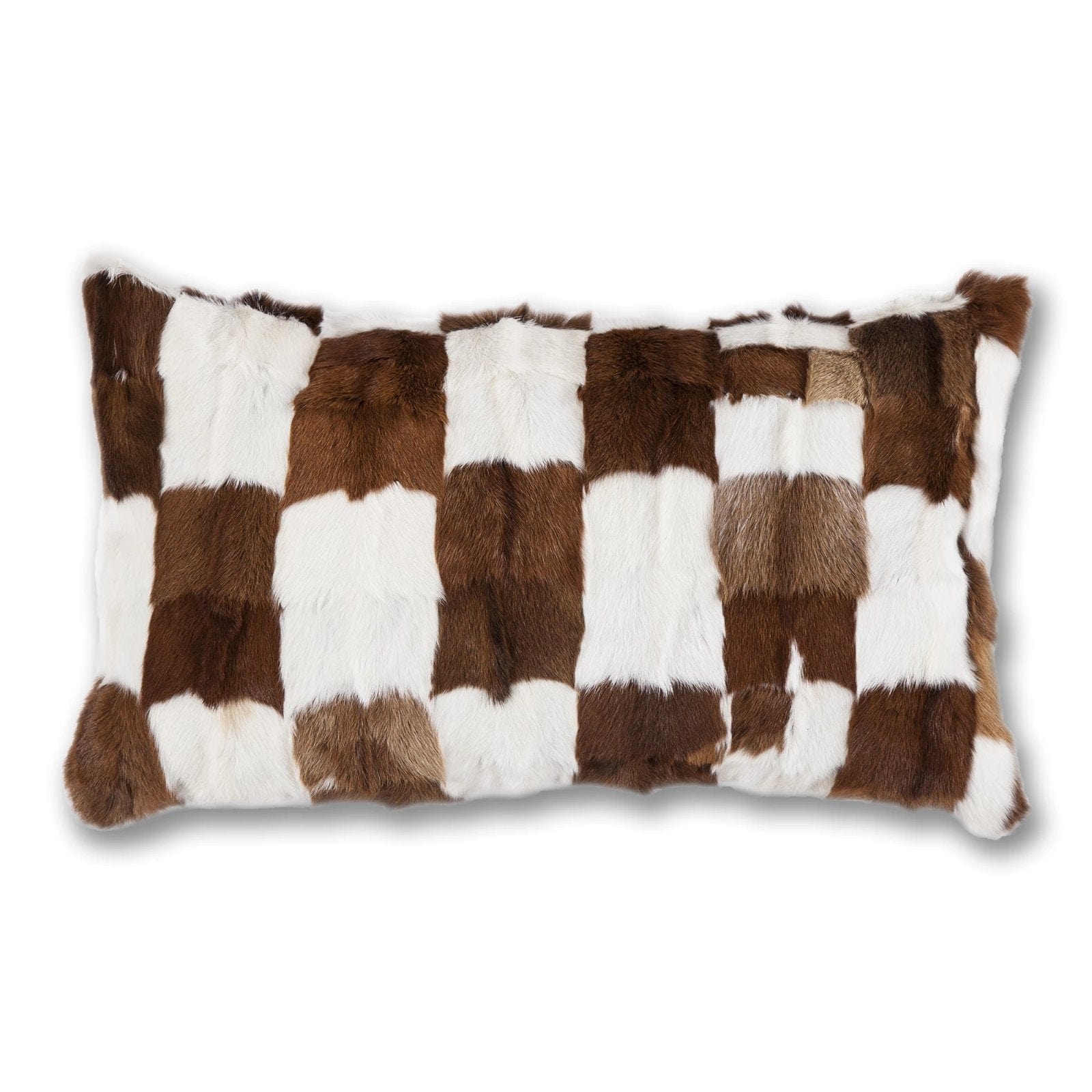 Goat Patched Hide Lumbar Pillow