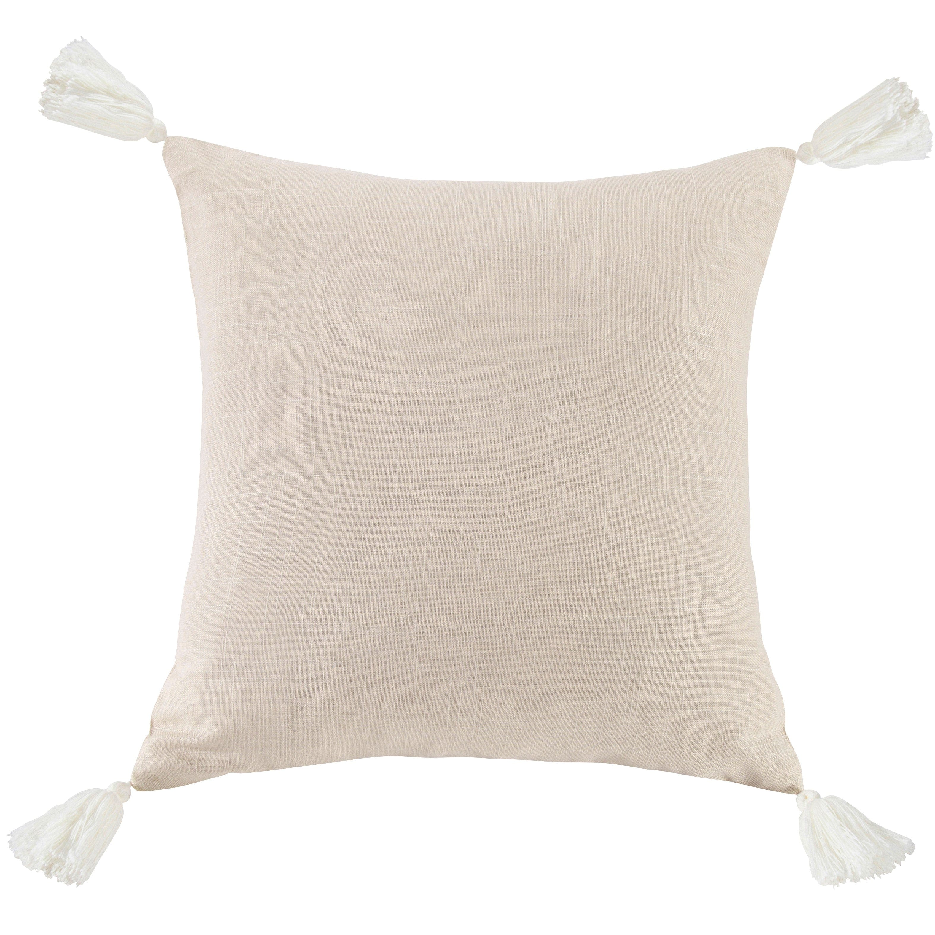 Square Washed Linen Tassel Pillow