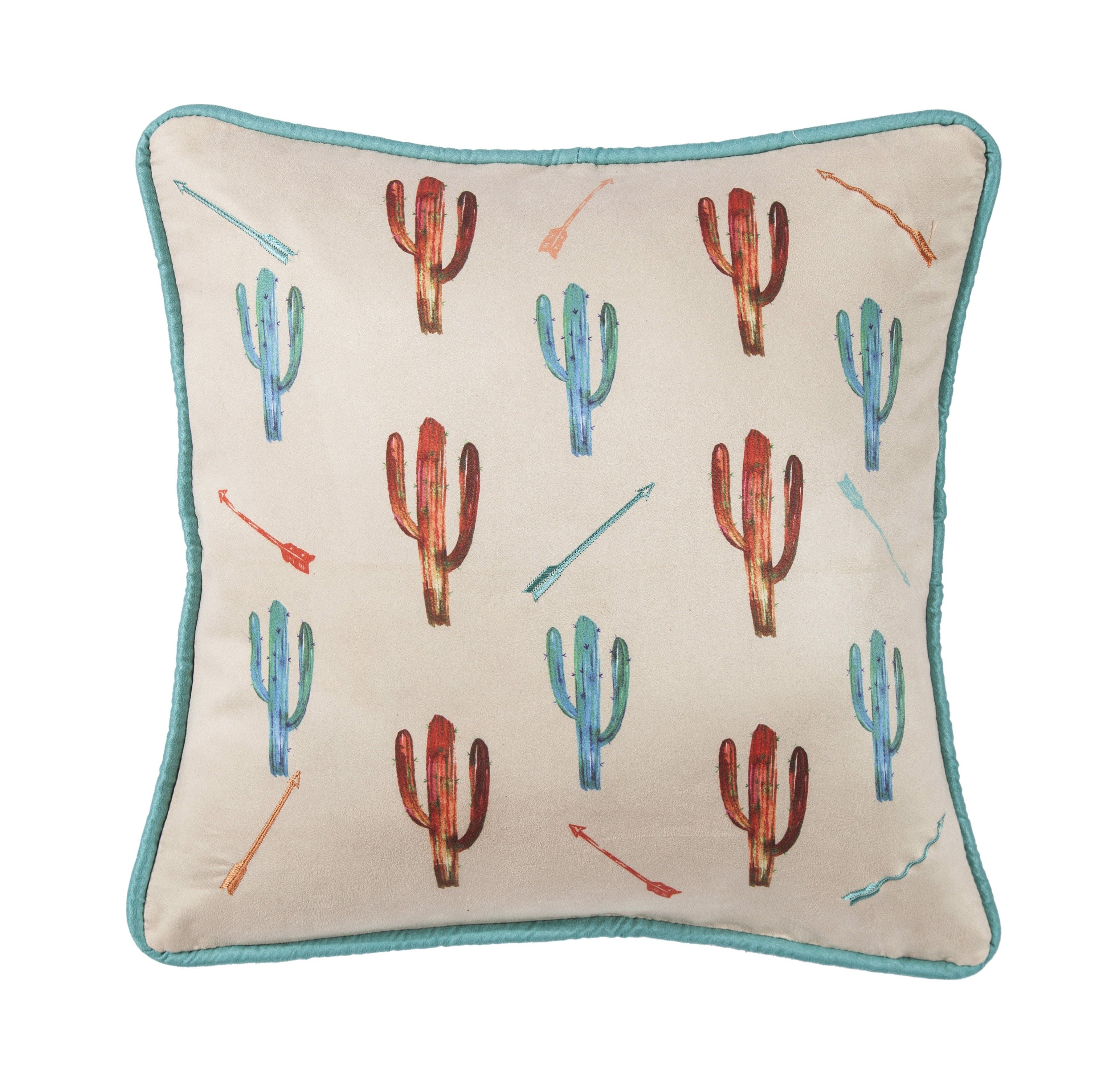 Serape Cactus Throw Pillow w/ Embroidery Details