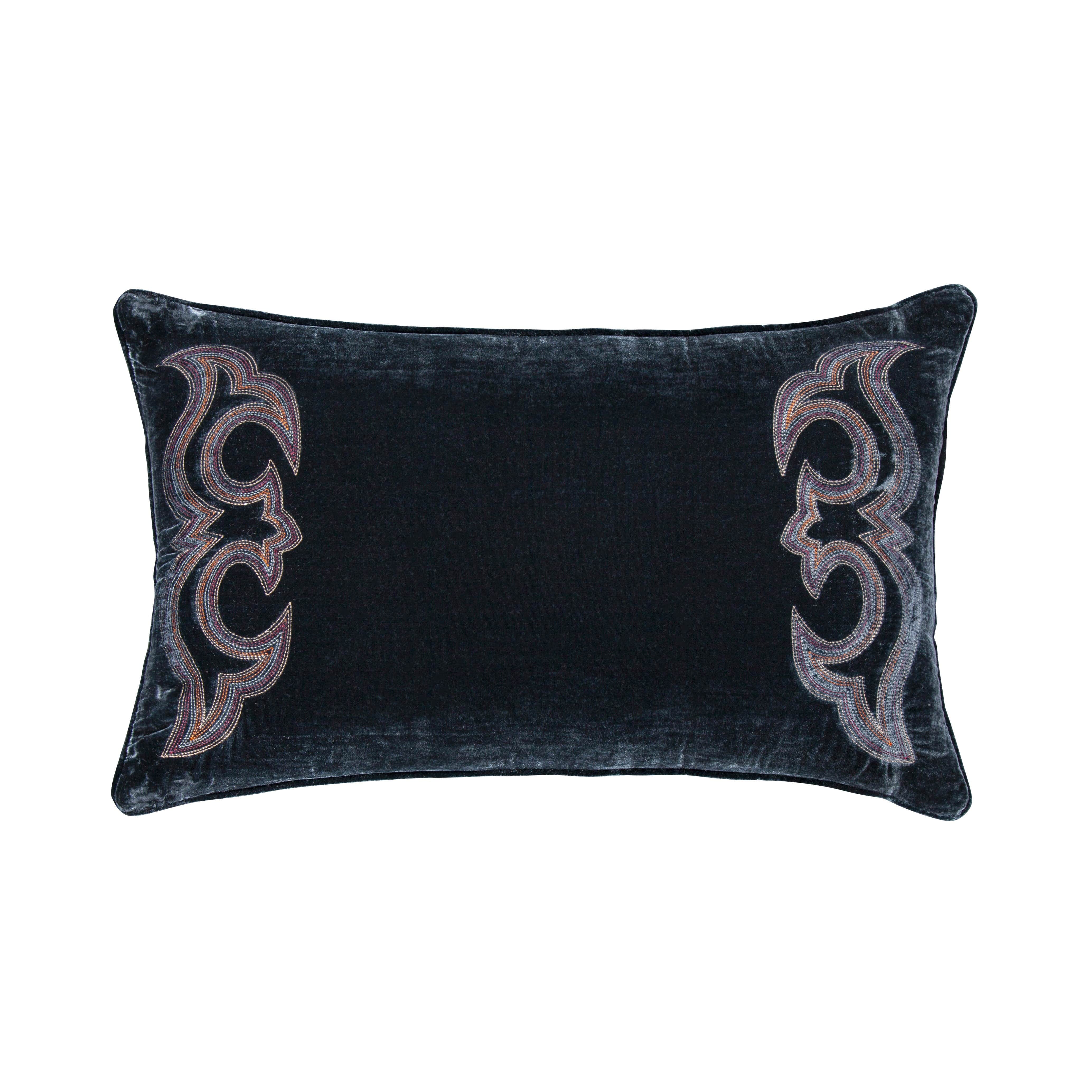 Stella Boot Stitch Faux Silk Velvet Lumbar Pillow