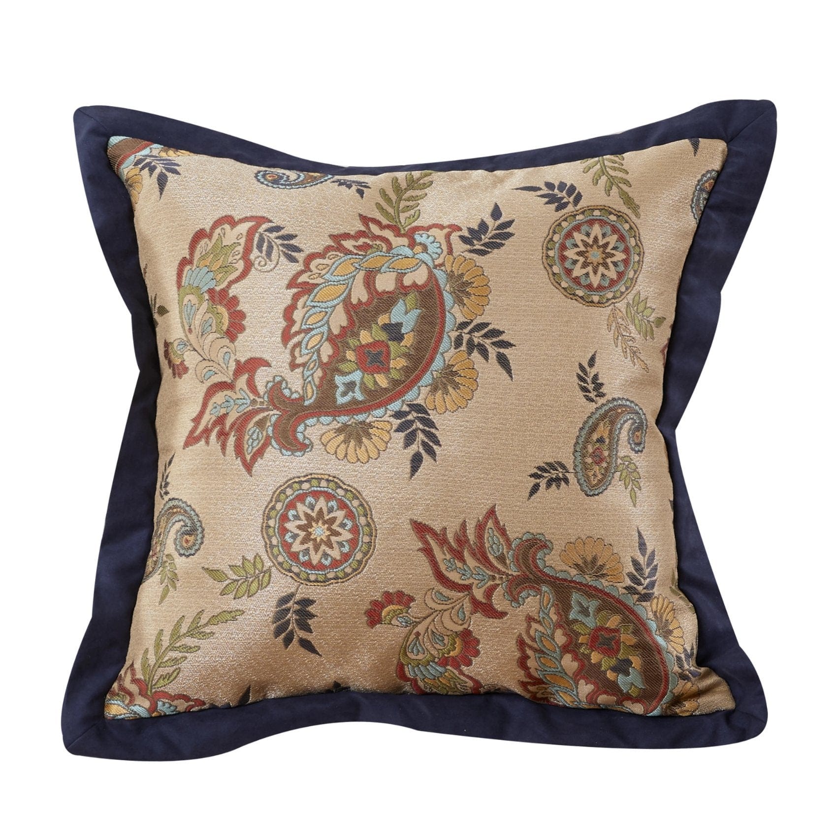 Tammy Paisley Throw Pillow, Navy Flange