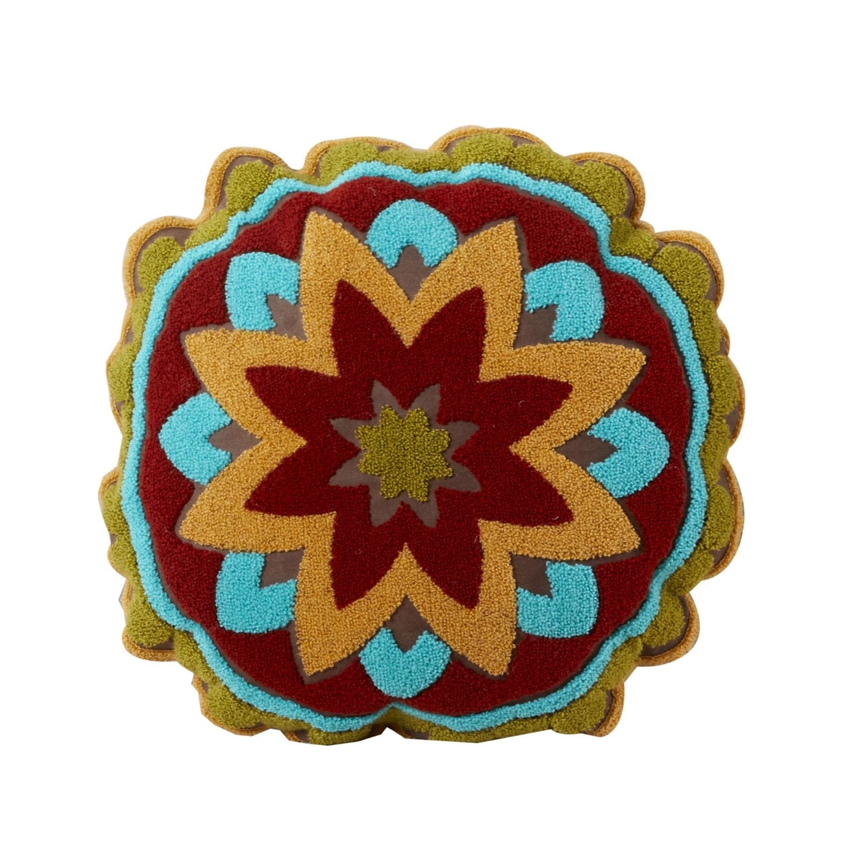 Tammy Round Box Throw Pillow, Crewel Embroidery