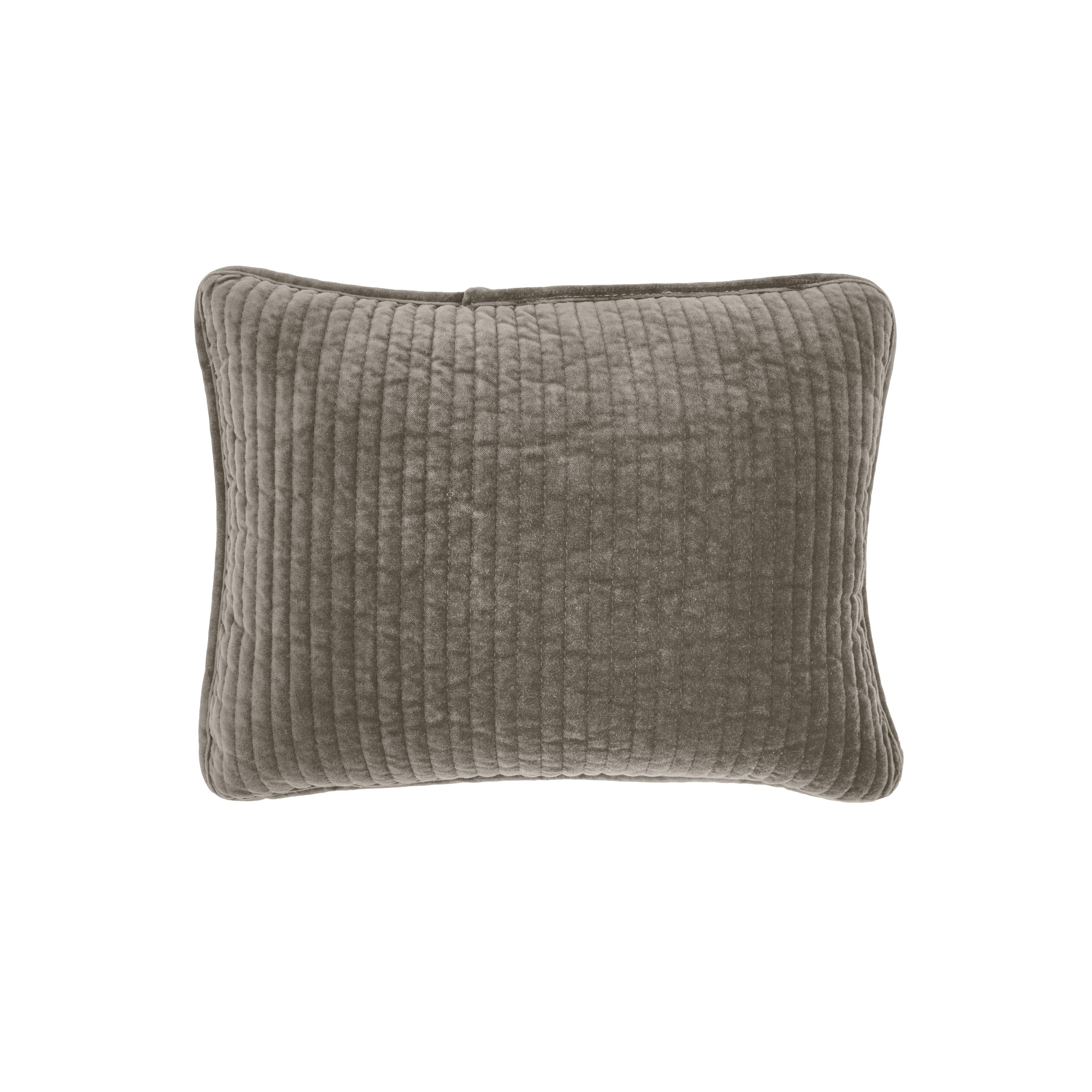 Stonewashed Cotton Velvet Boudoir Pillow, Taupe