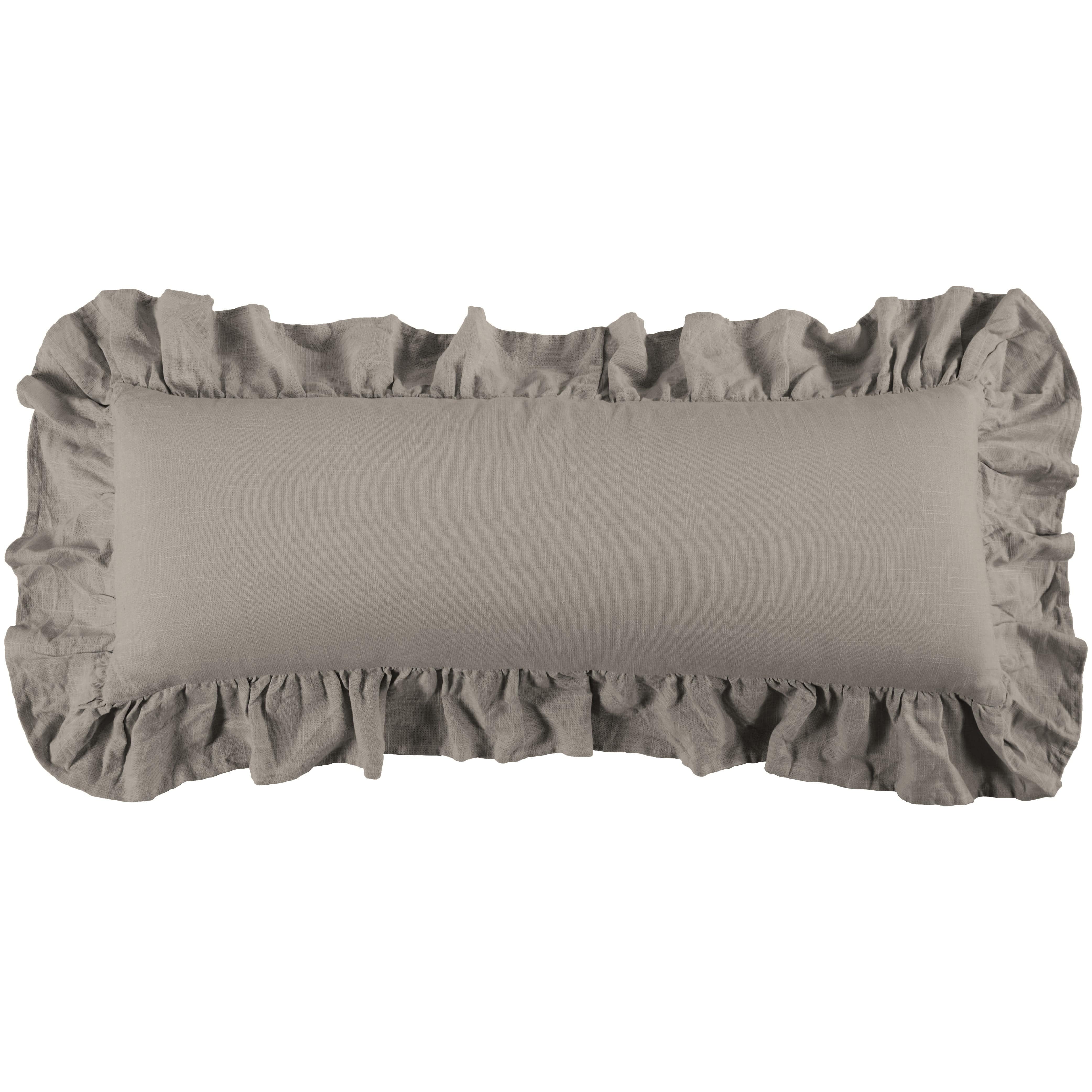 Washed Linen Ruffled Lumbar Pillow