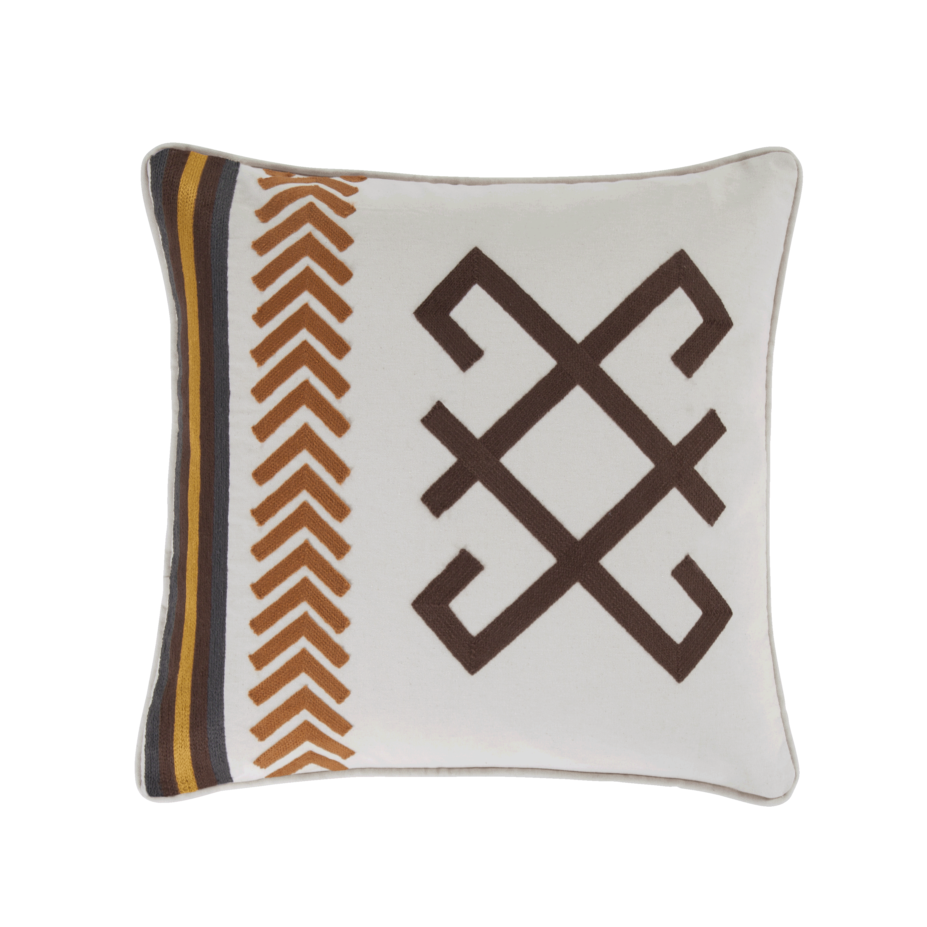 Toluca Canvas Embroidered Cotton Pillow