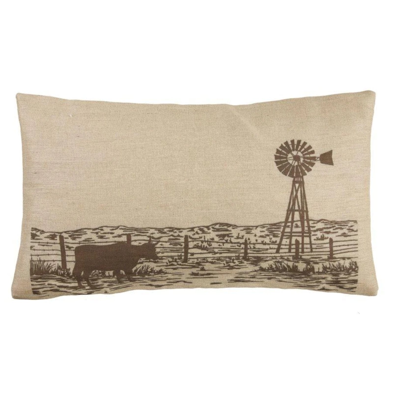 Windmill Burlap Lumbar Pillow