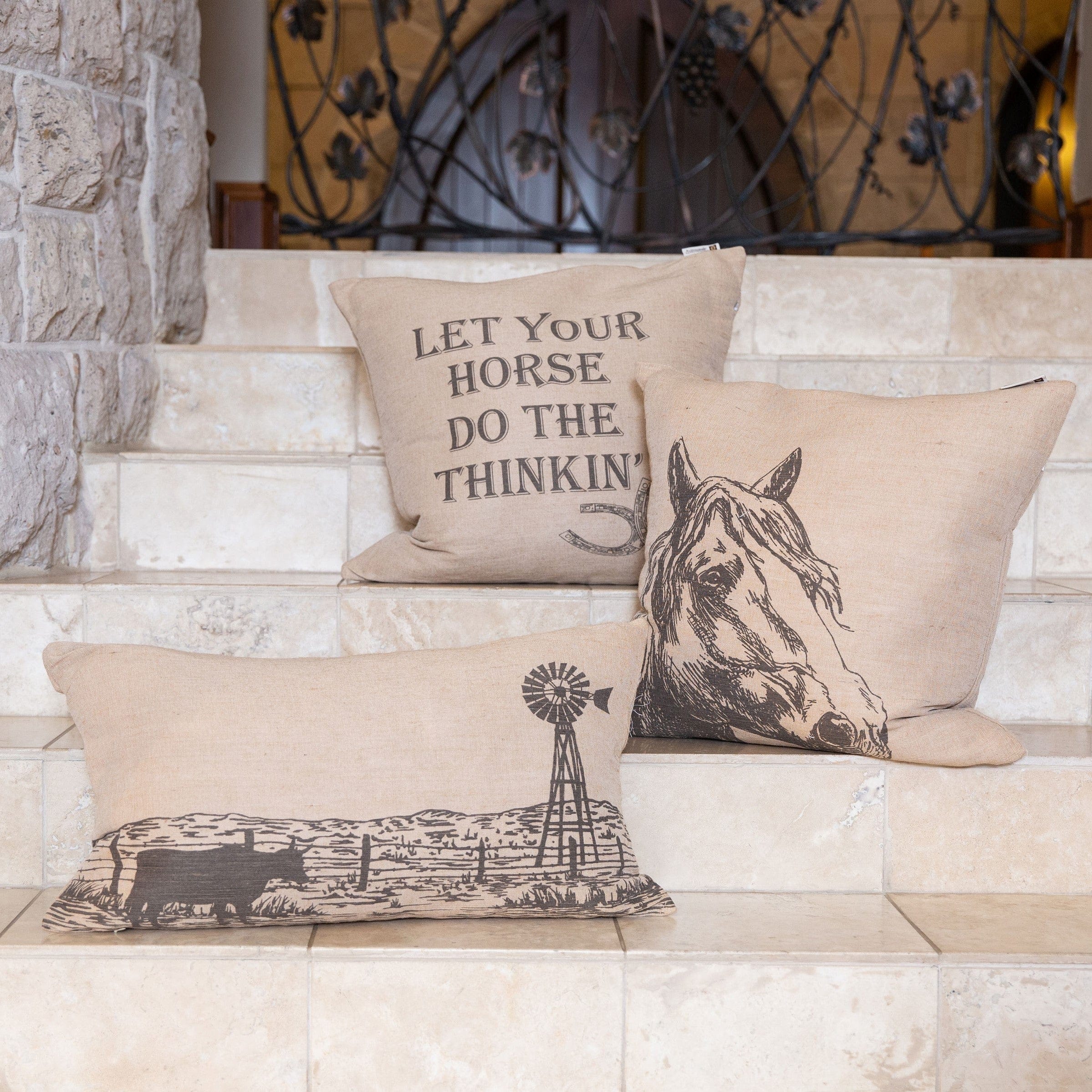 Windmill Burlap Lumbar Pillow