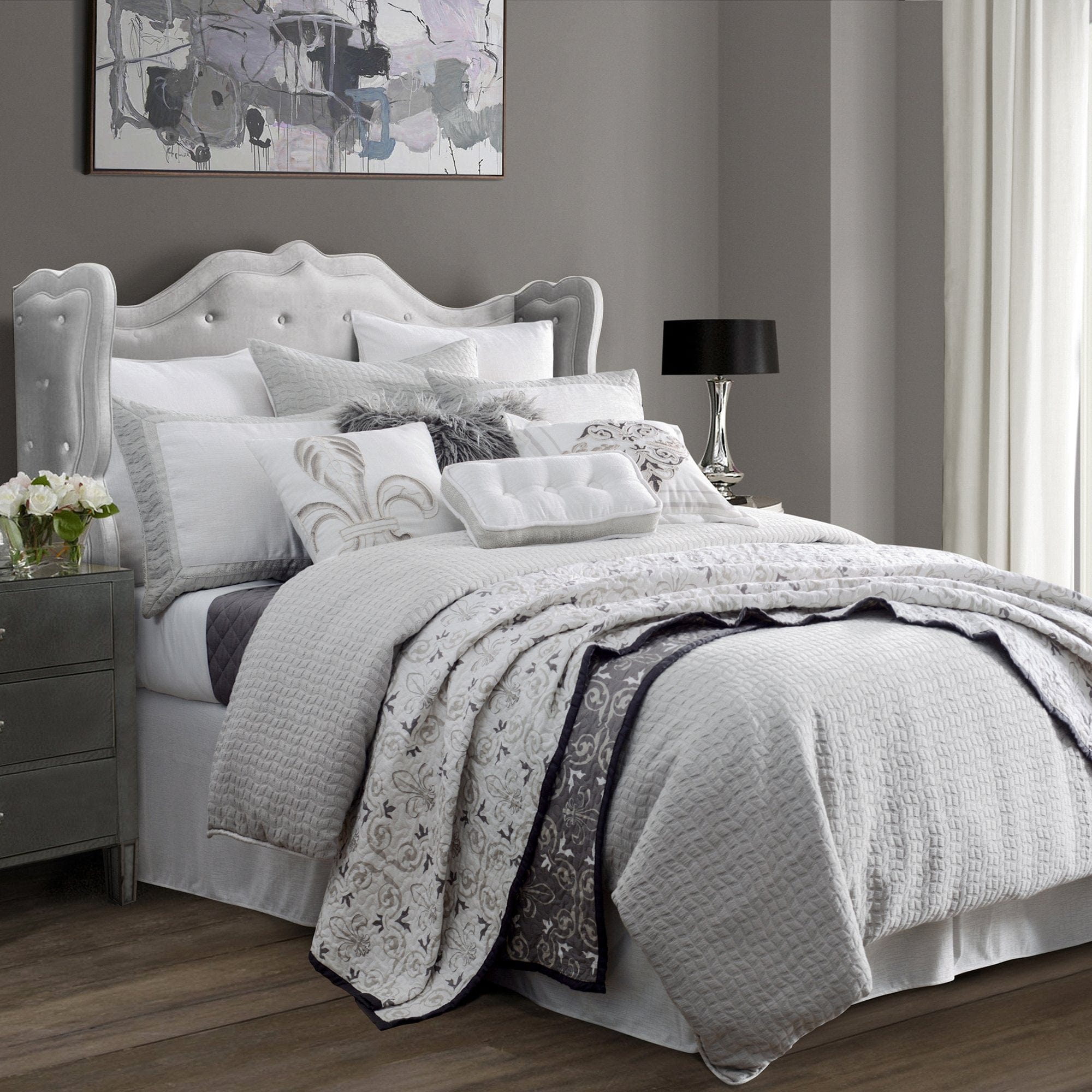 Fleur De Lis Reversible Quilt Set, Twin